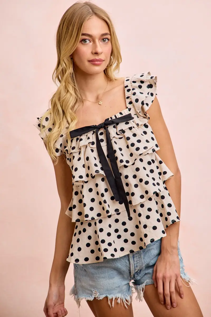 Floral Printed Ruffled Square Neck Sleeveless Top with Bow Tie - Image 9
