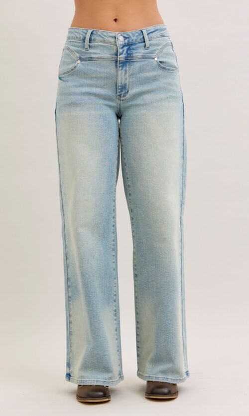 Women's Medium Wash High Waist Straight Leg Jeans
