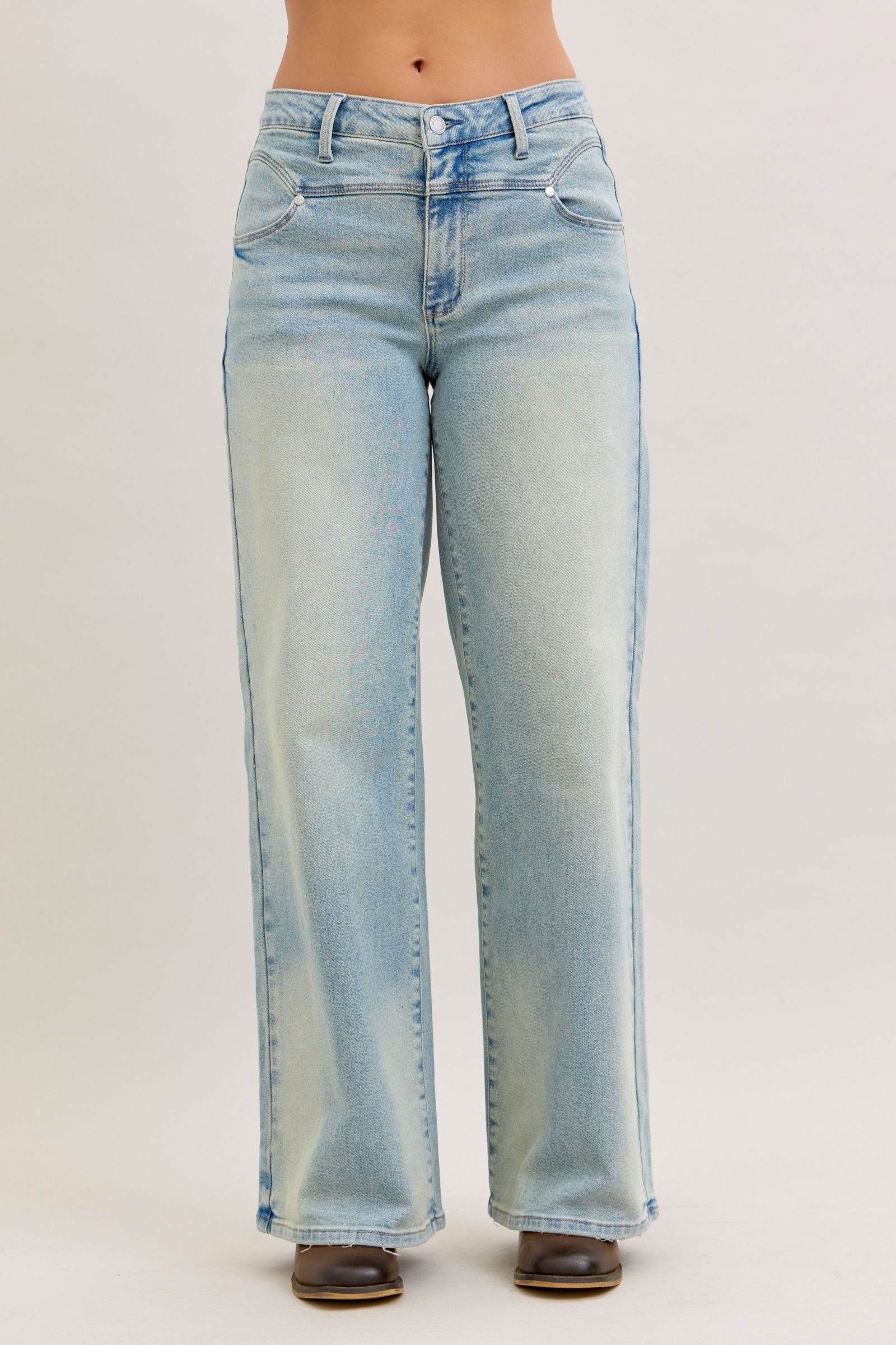 Women's Medium Wash High Waist Straight Leg Jeans