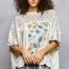 women’s ivory floral patchwork lace accent blouse