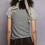 women's round neck ribbed raglan t shirt with contrast sleeves & outseam detail vintage grey