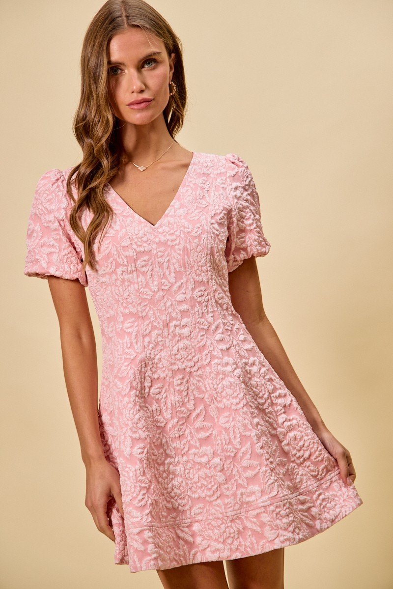 Floral Jacquard Fit And Flare Mini Dress - Image 7