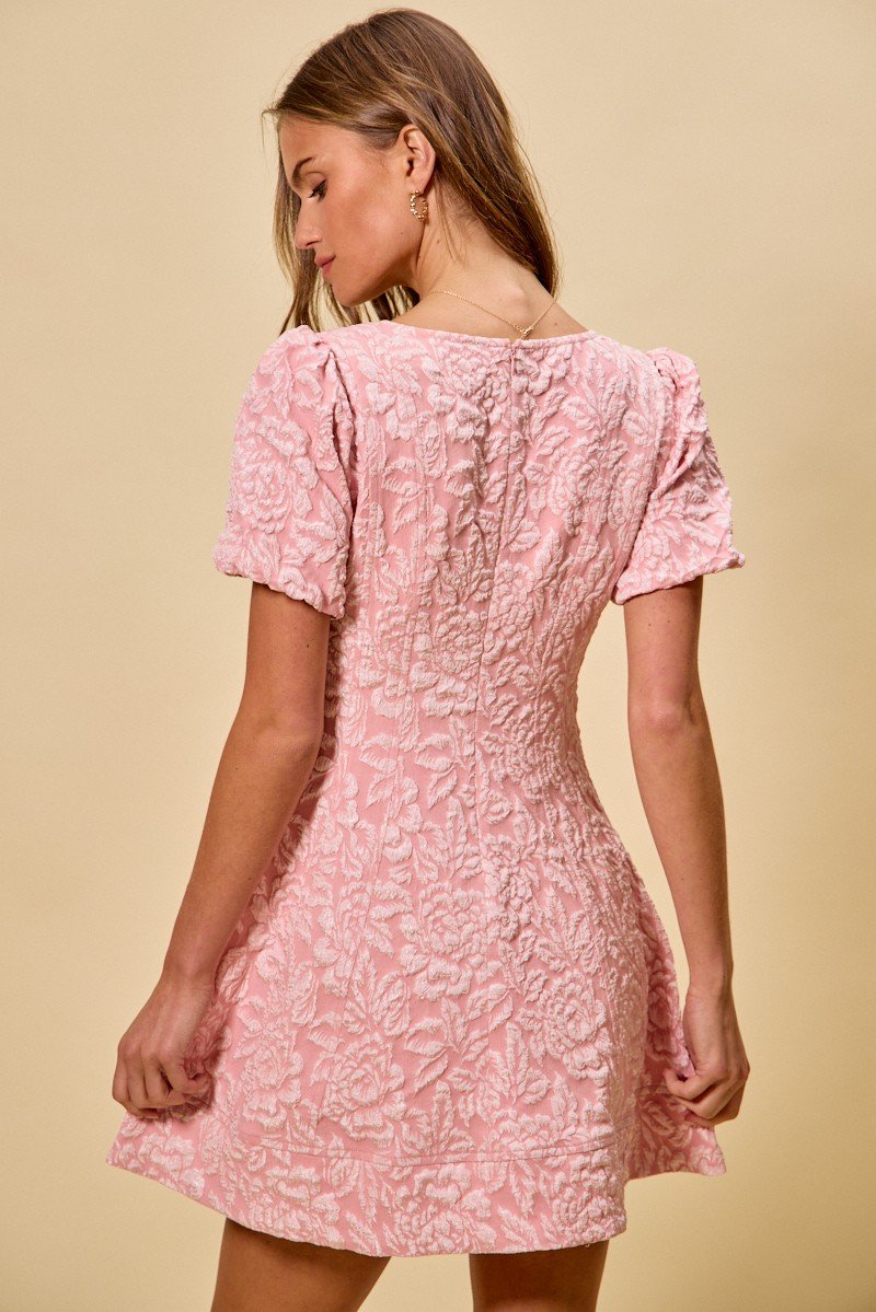 Floral Jacquard Fit And Flare Mini Dress - Image 9