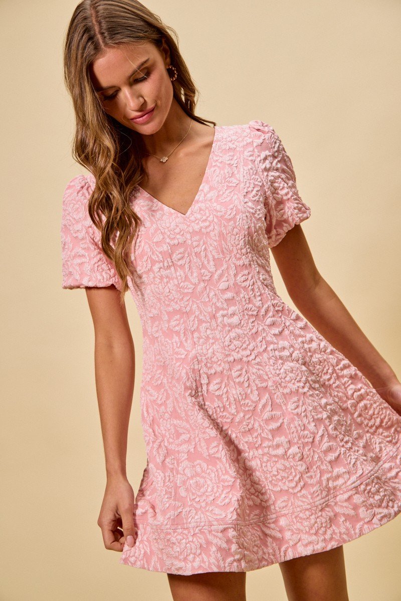 Floral Jacquard Fit And Flare Mini Dress - Image 10