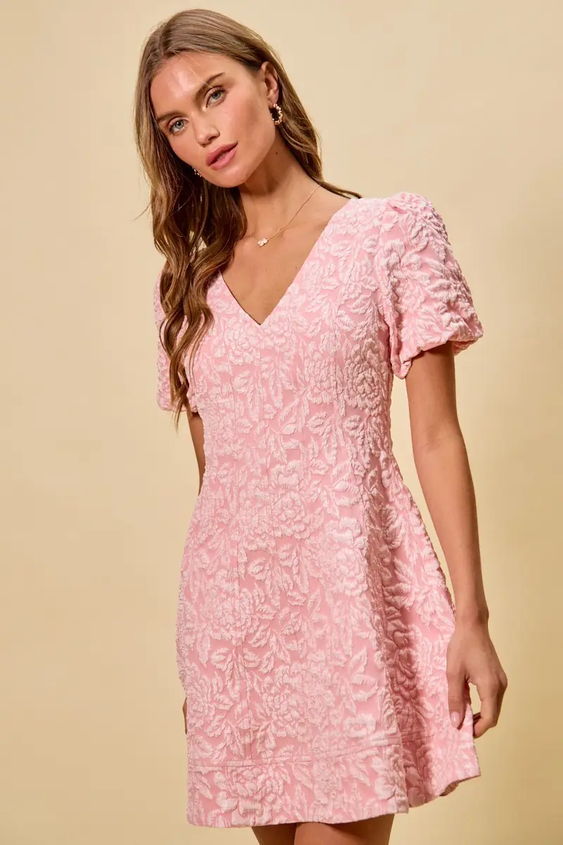 Floral Jacquard Fit And Flare Mini Dress - Image 13