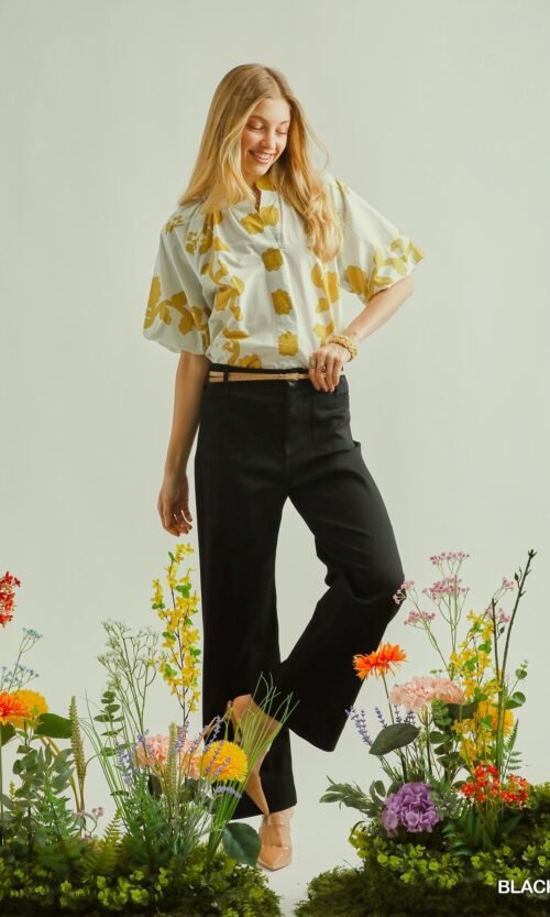 signature button accent stretch trousers – premium rayon blend work pants