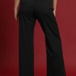 signature button accent stretch trousers – premium rayon blend work pants