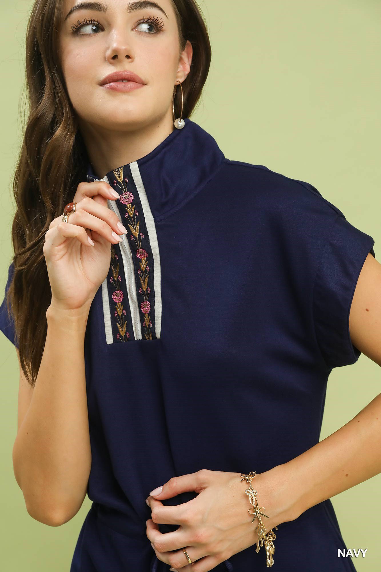 Navy Dolman Sleeve Zip Detail Dress - Image 3