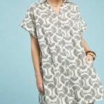 Women's Black Printed Button Front Shirt Dress - Black