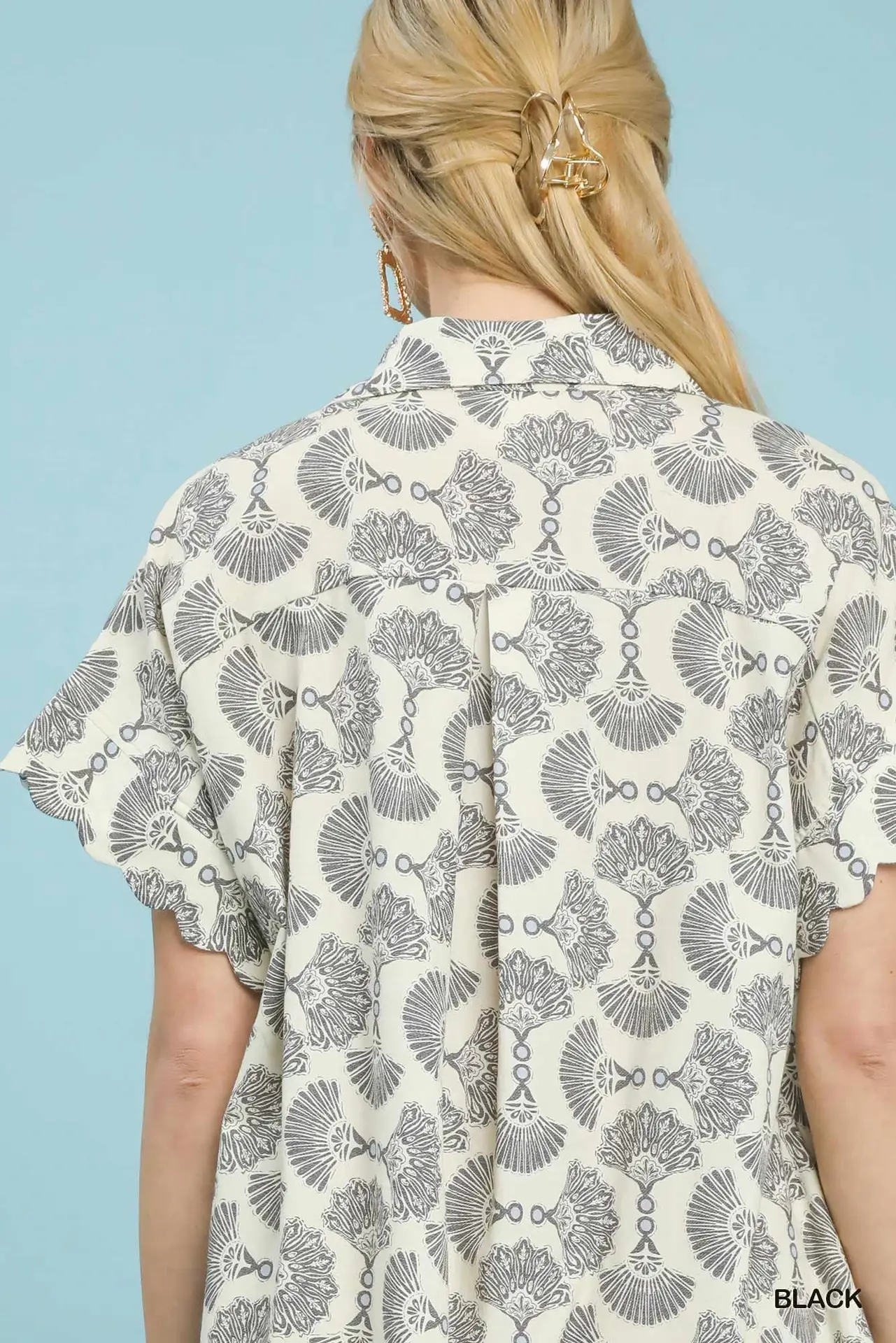 Women's Black Printed Button Front Shirt Dress - Image 5