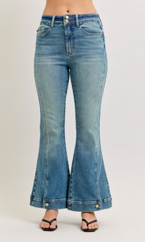 High Waist Vintage Wash Flare Jeans