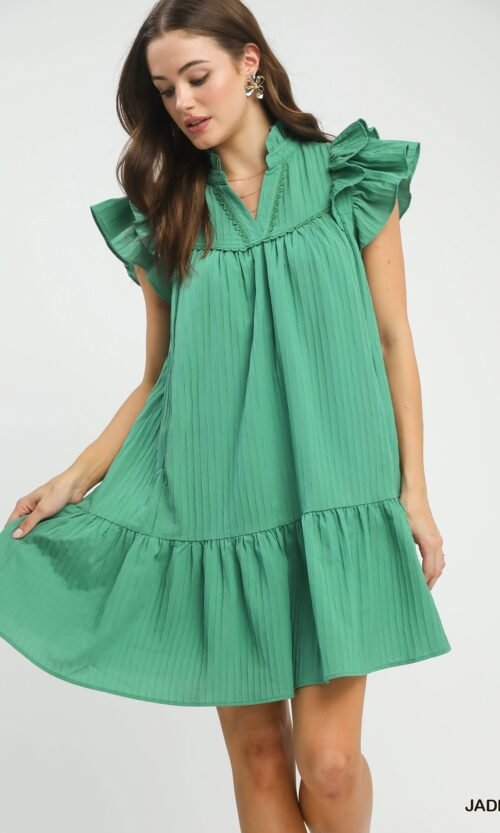 Flutter Sleeve Tiered Dress