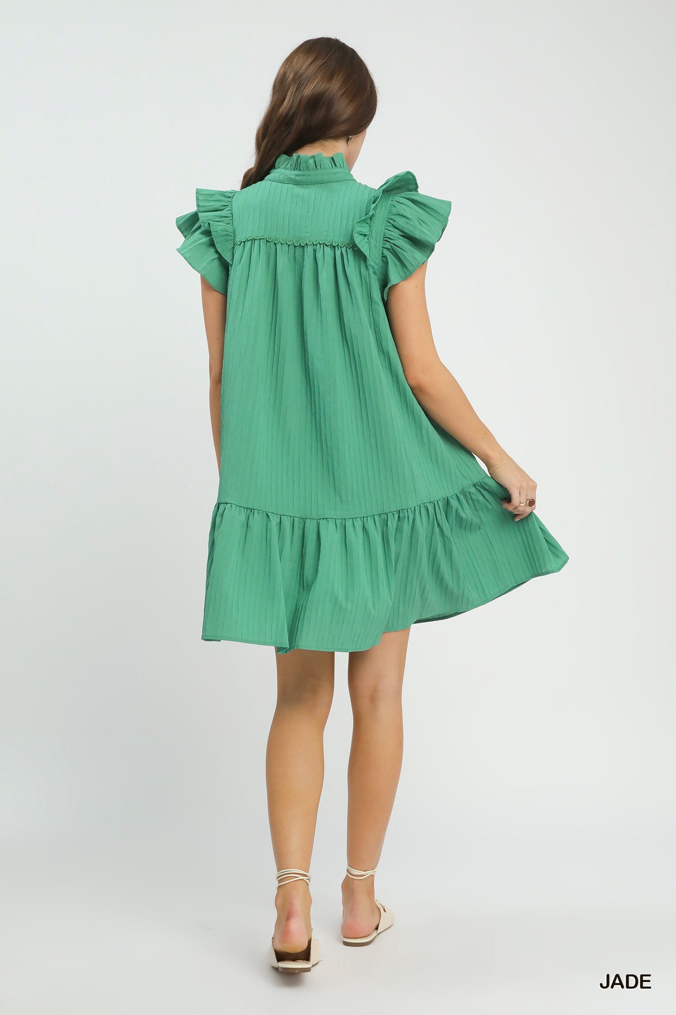 Flutter Sleeve Tiered Dress