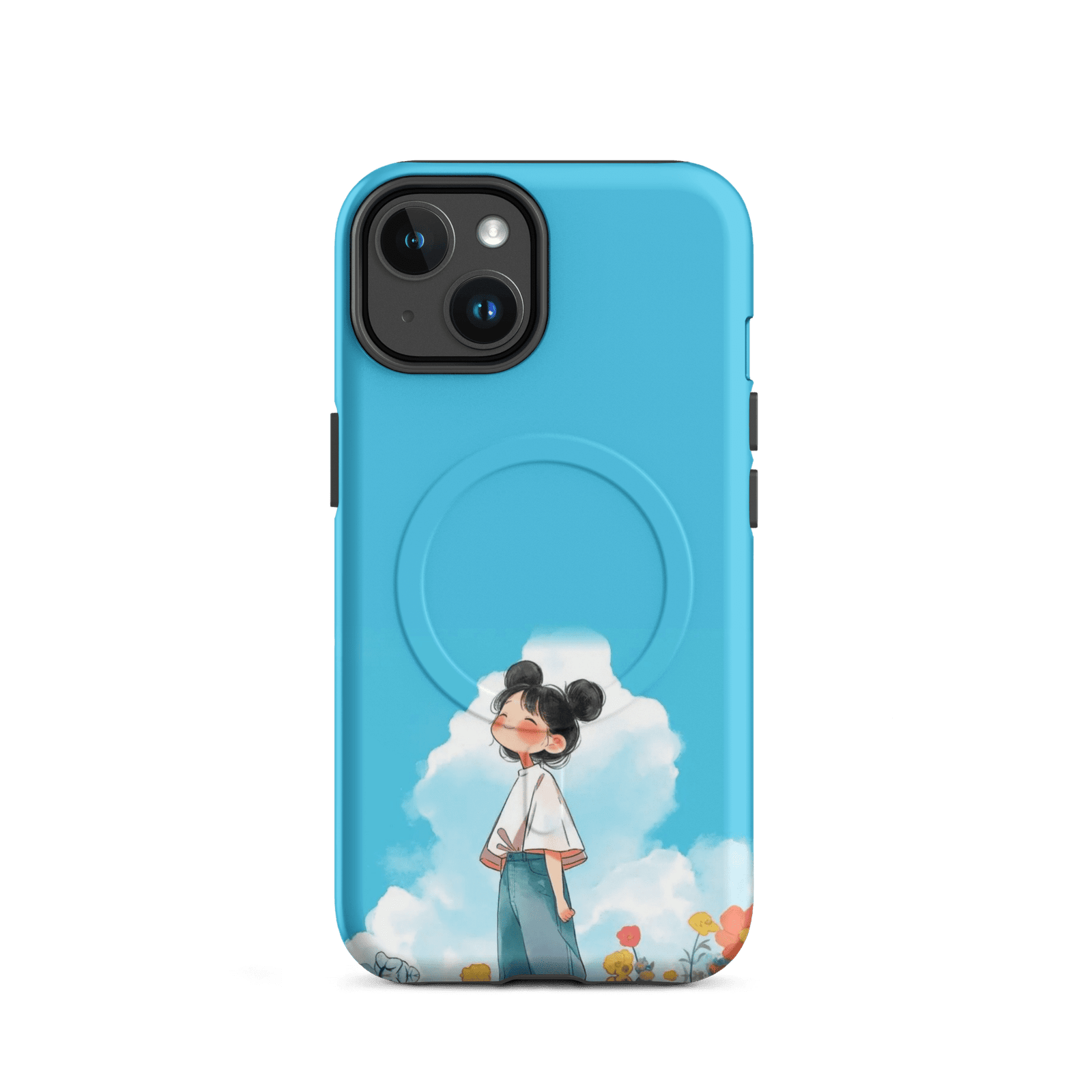 Blue Sky Cute Girl Tough Magnetic Phone Case (Dual-Layer)