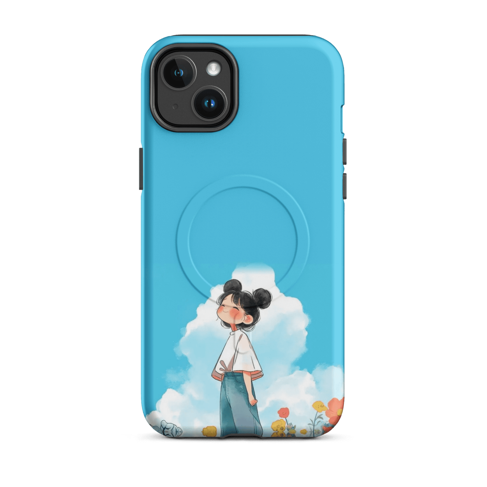 Blue Sky Cute Girl Tough Magnetic Phone Case (Dual-Layer)