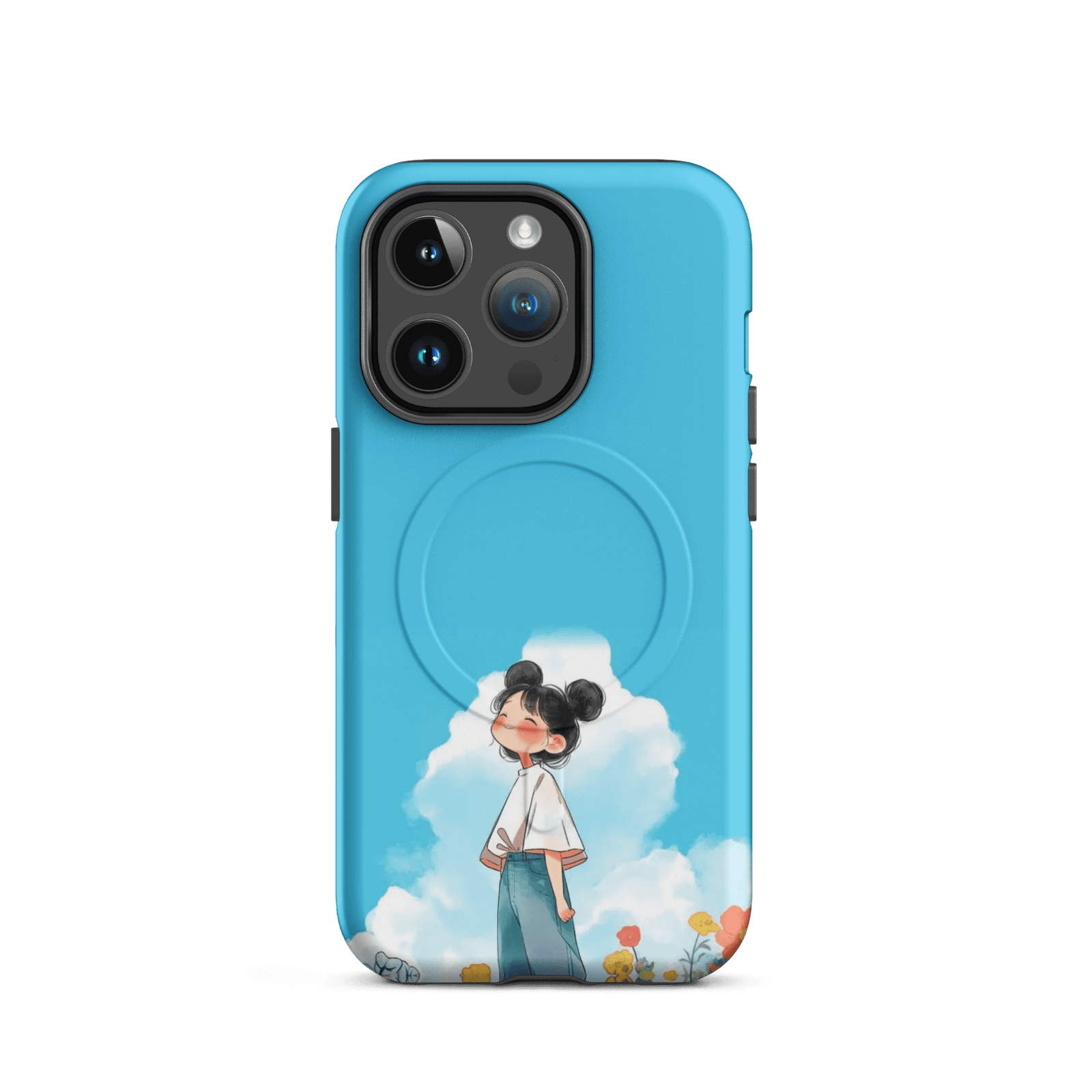Blue Sky Cute Girl Tough Magnetic Phone Case (Dual-Layer)