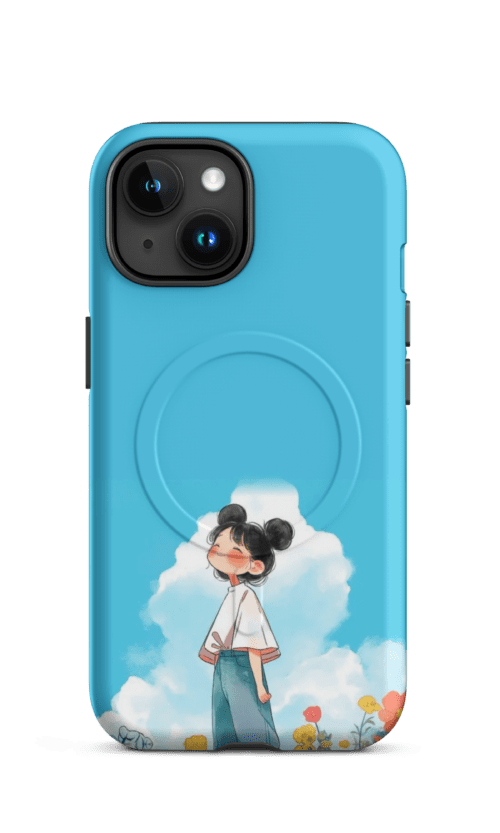 Blue Sky Cute Girl Tough Magnetic Phone Case (Dual-Layer)