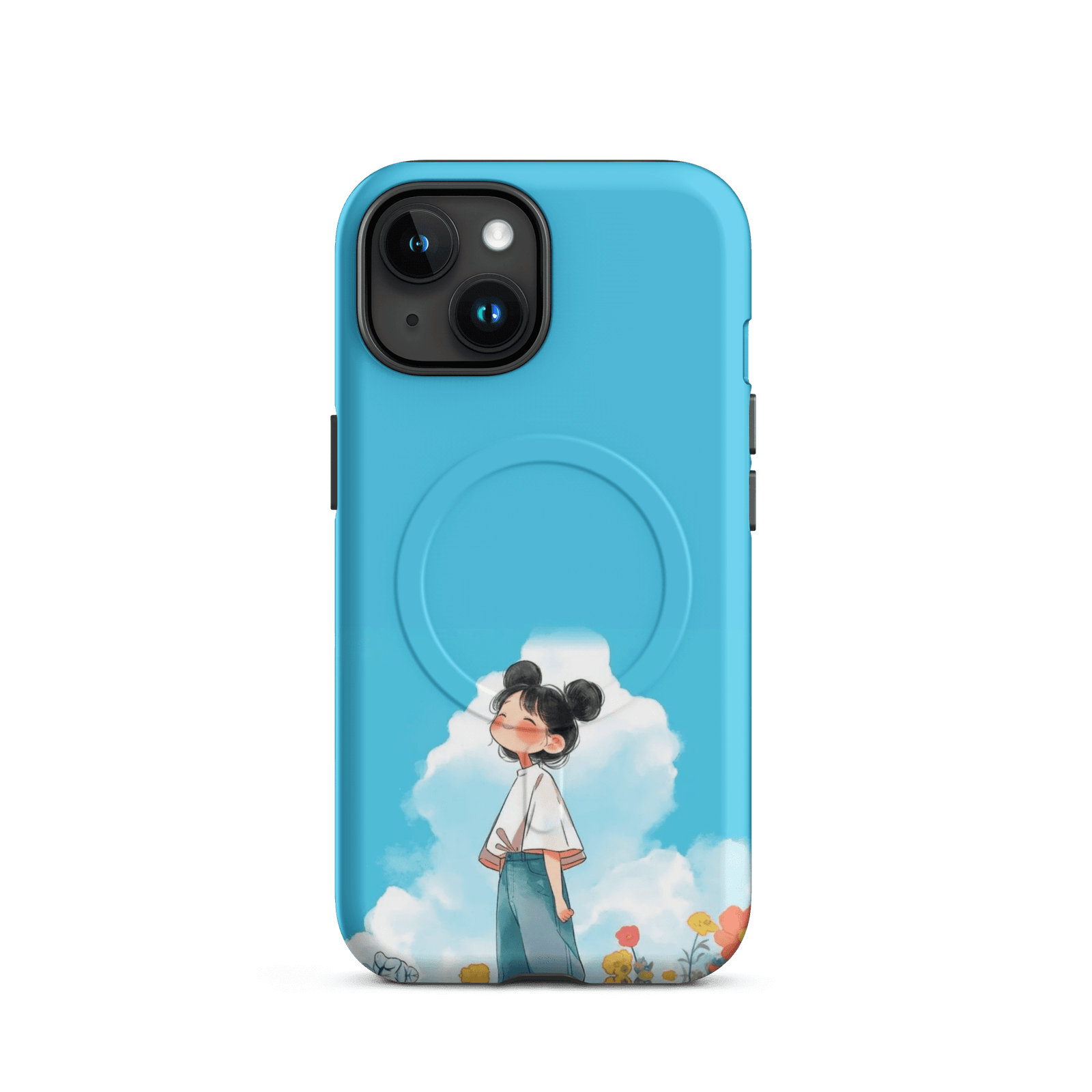 Blue Sky Cute Girl Tough Magnetic Phone Case (Dual-Layer)