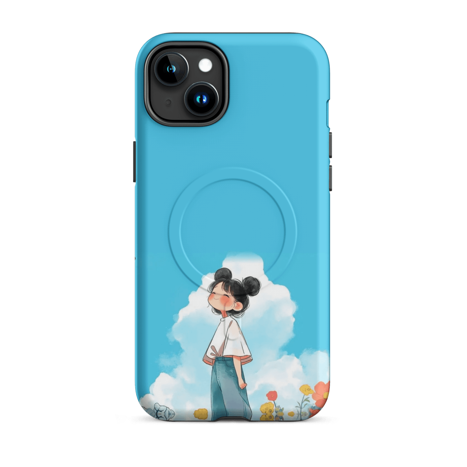 Blue Sky Cute Girl Tough Magnetic Phone Case (Dual-Layer)
