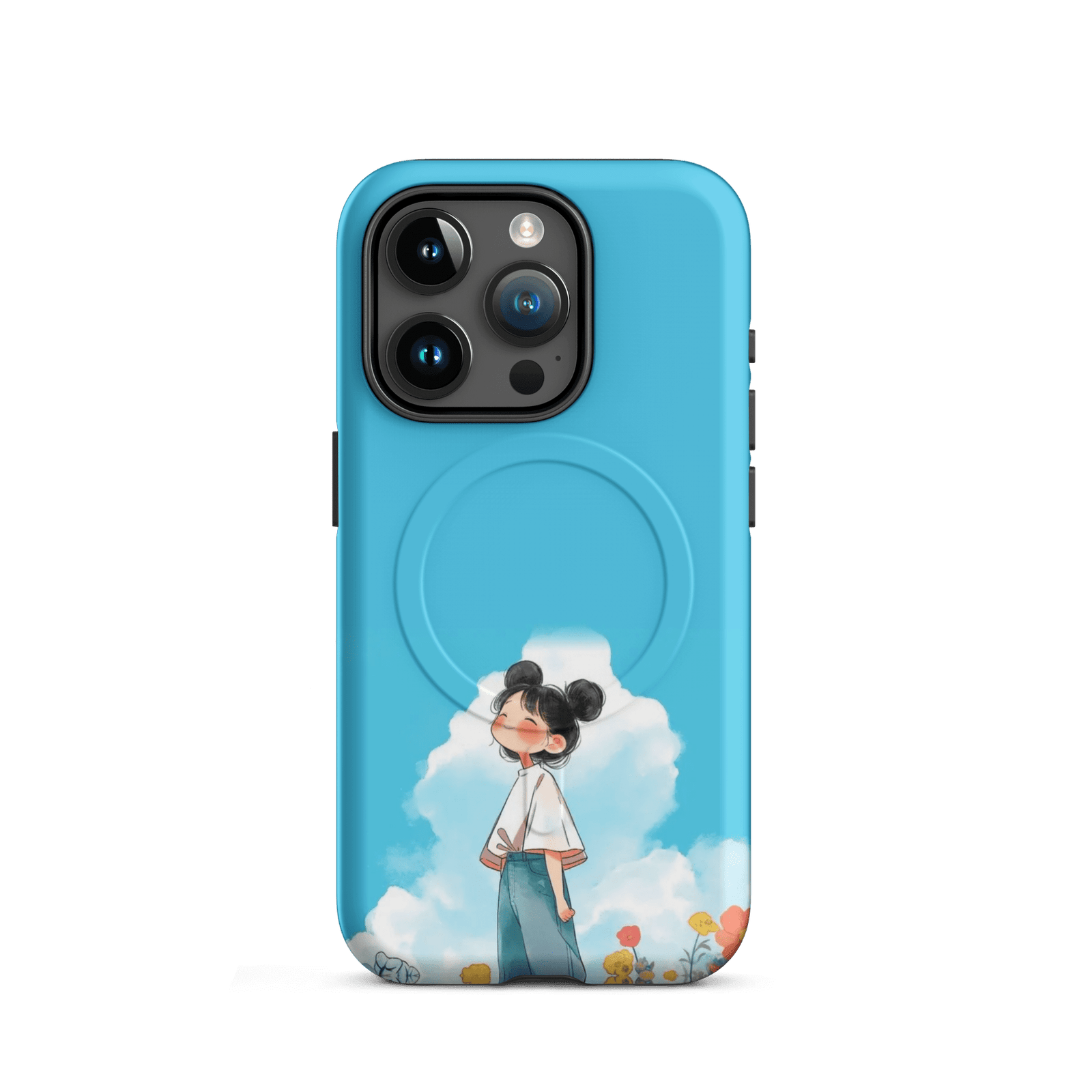 Blue Sky Cute Girl Tough Magnetic Phone Case (Dual-Layer)