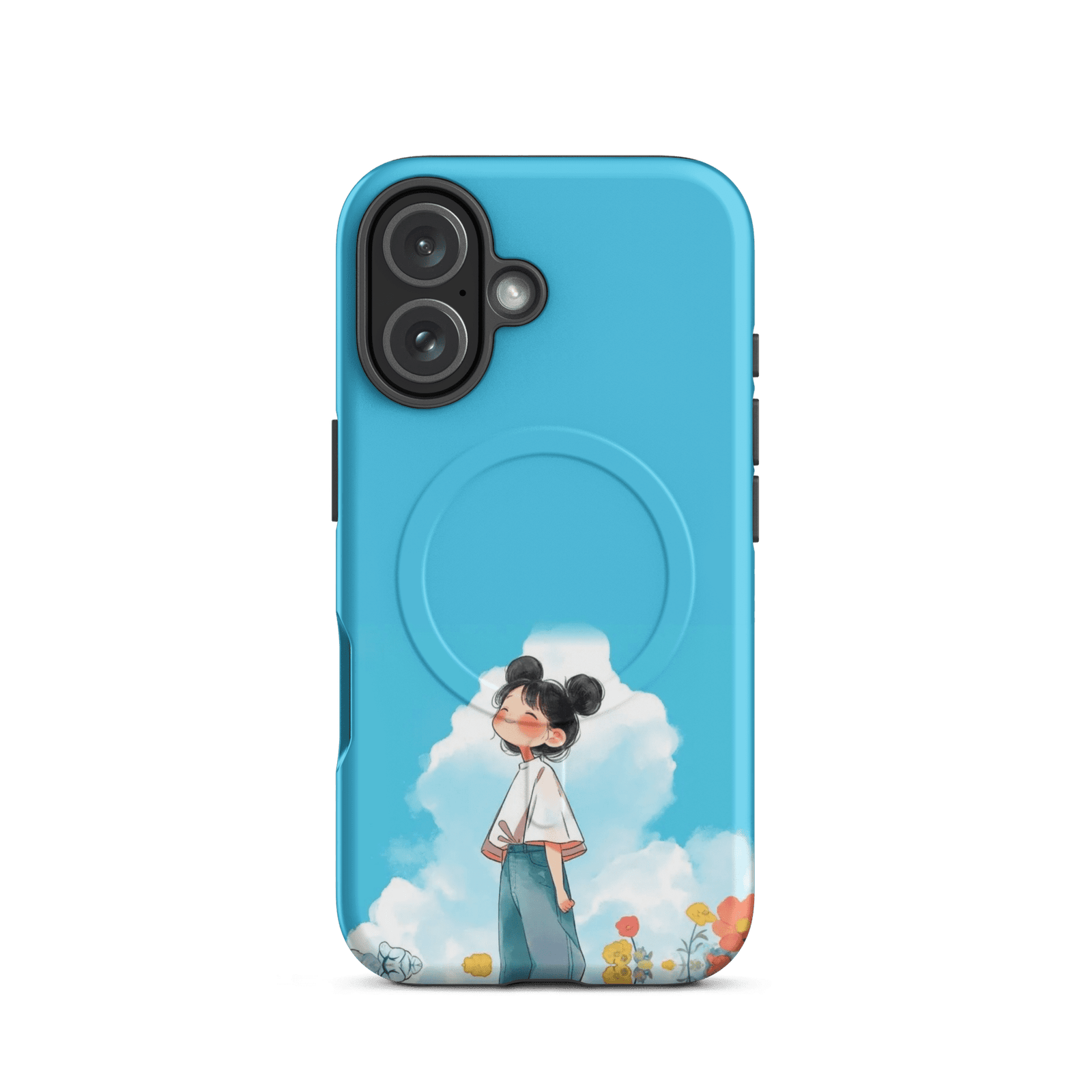 Blue Sky Cute Girl Tough Magnetic Phone Case (Dual-Layer)