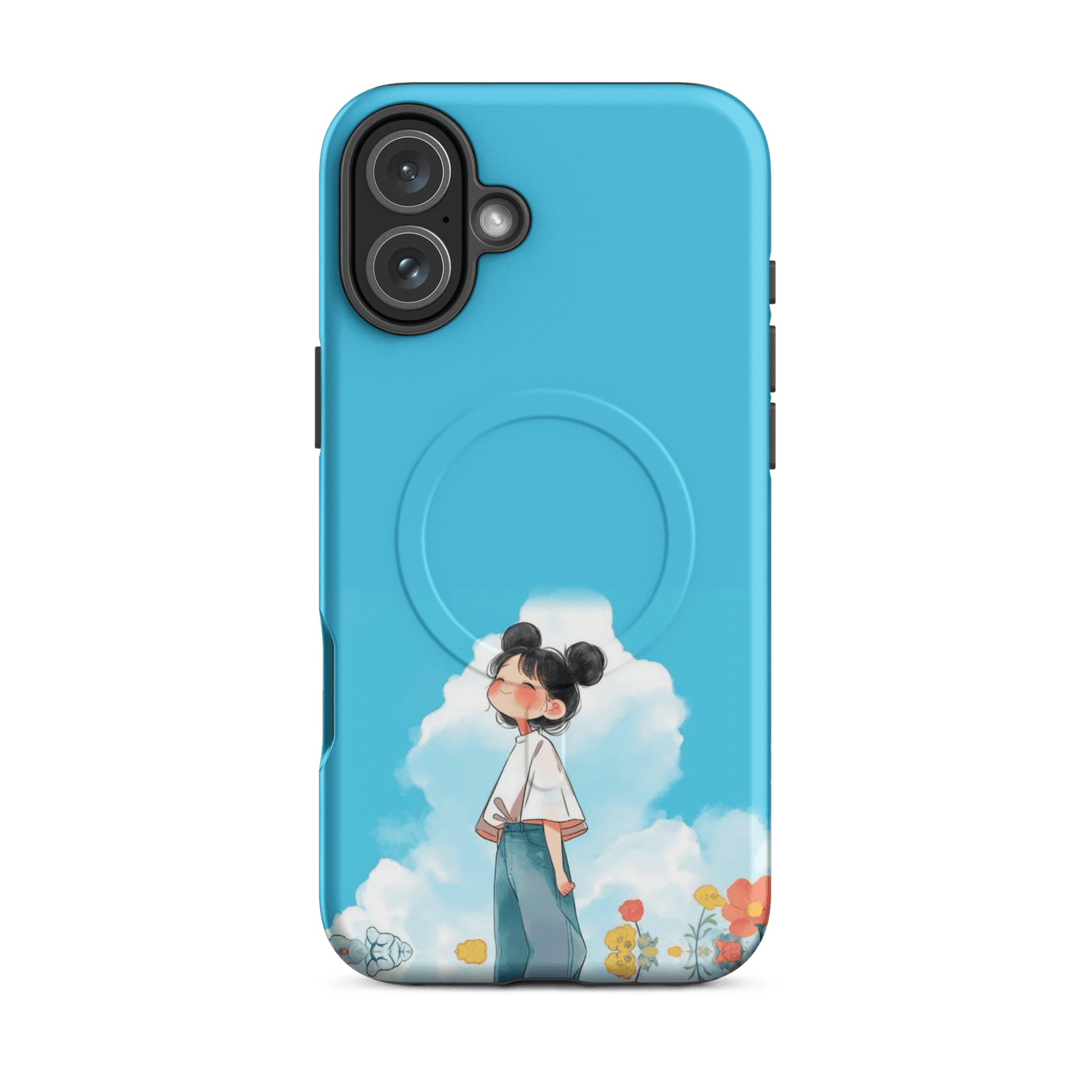 Blue Sky Cute Girl Tough Magnetic Phone Case (Dual-Layer)