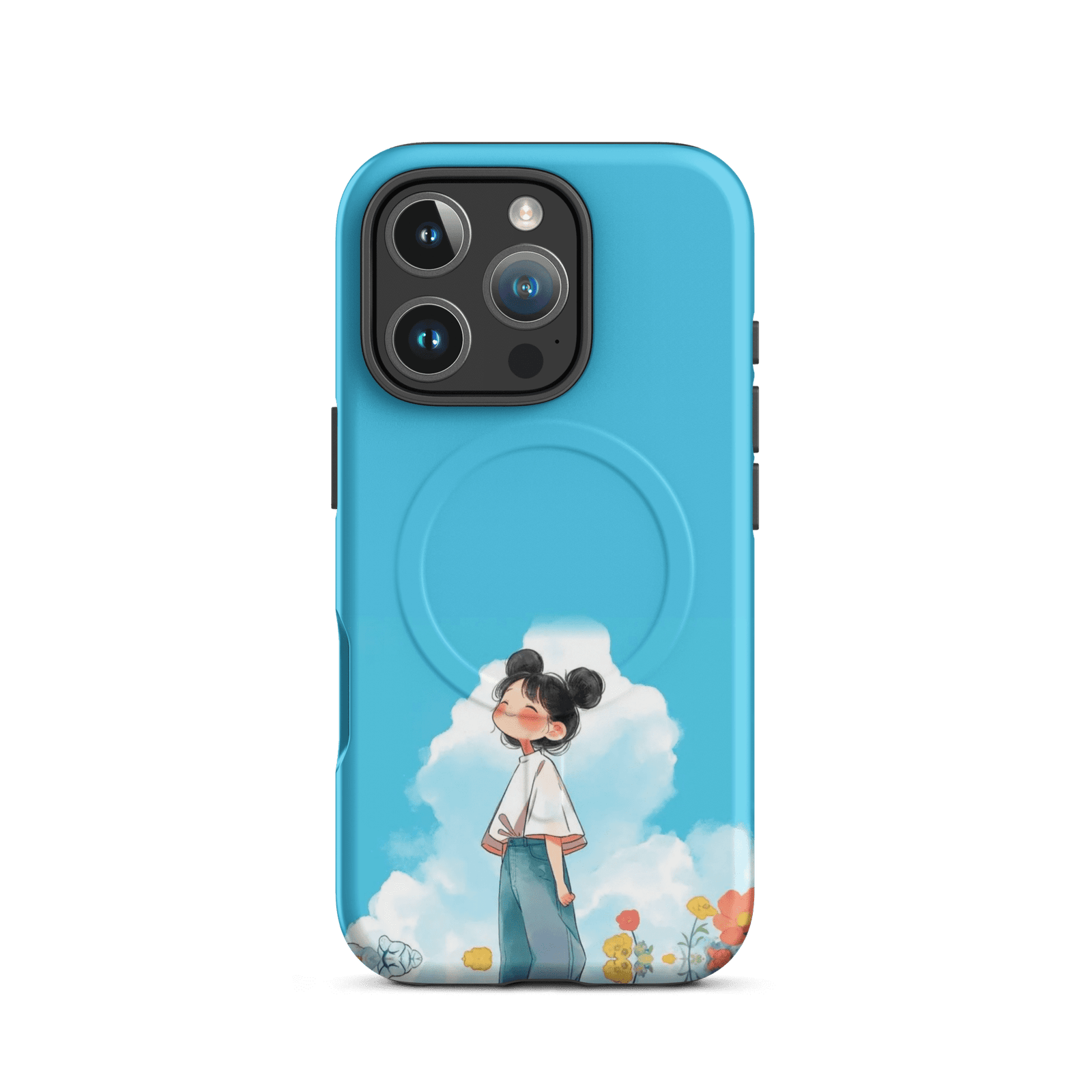 Blue Sky Cute Girl Tough Magnetic Phone Case (Dual-Layer)