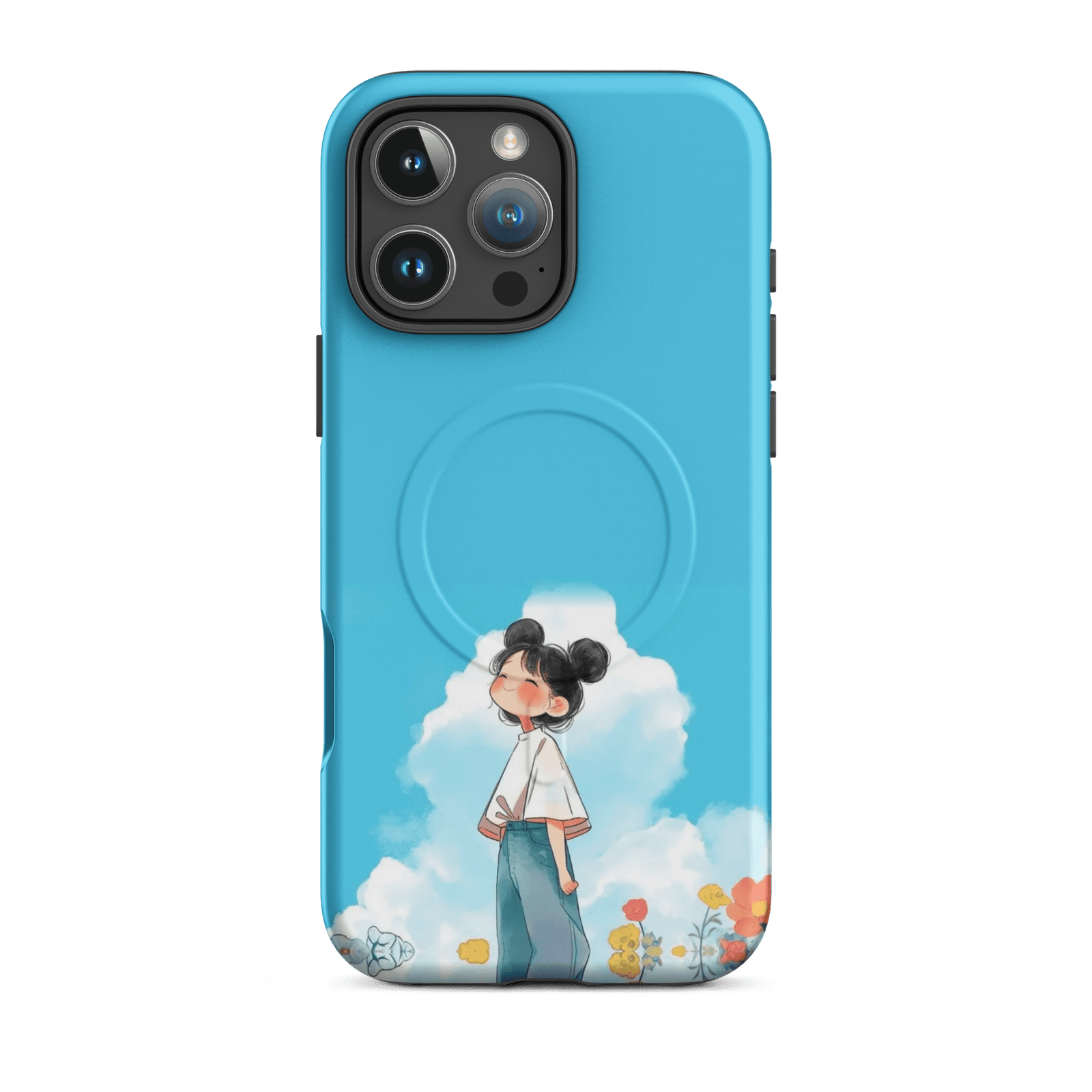 Blue Sky Cute Girl Tough Magnetic Phone Case (Dual-Layer)