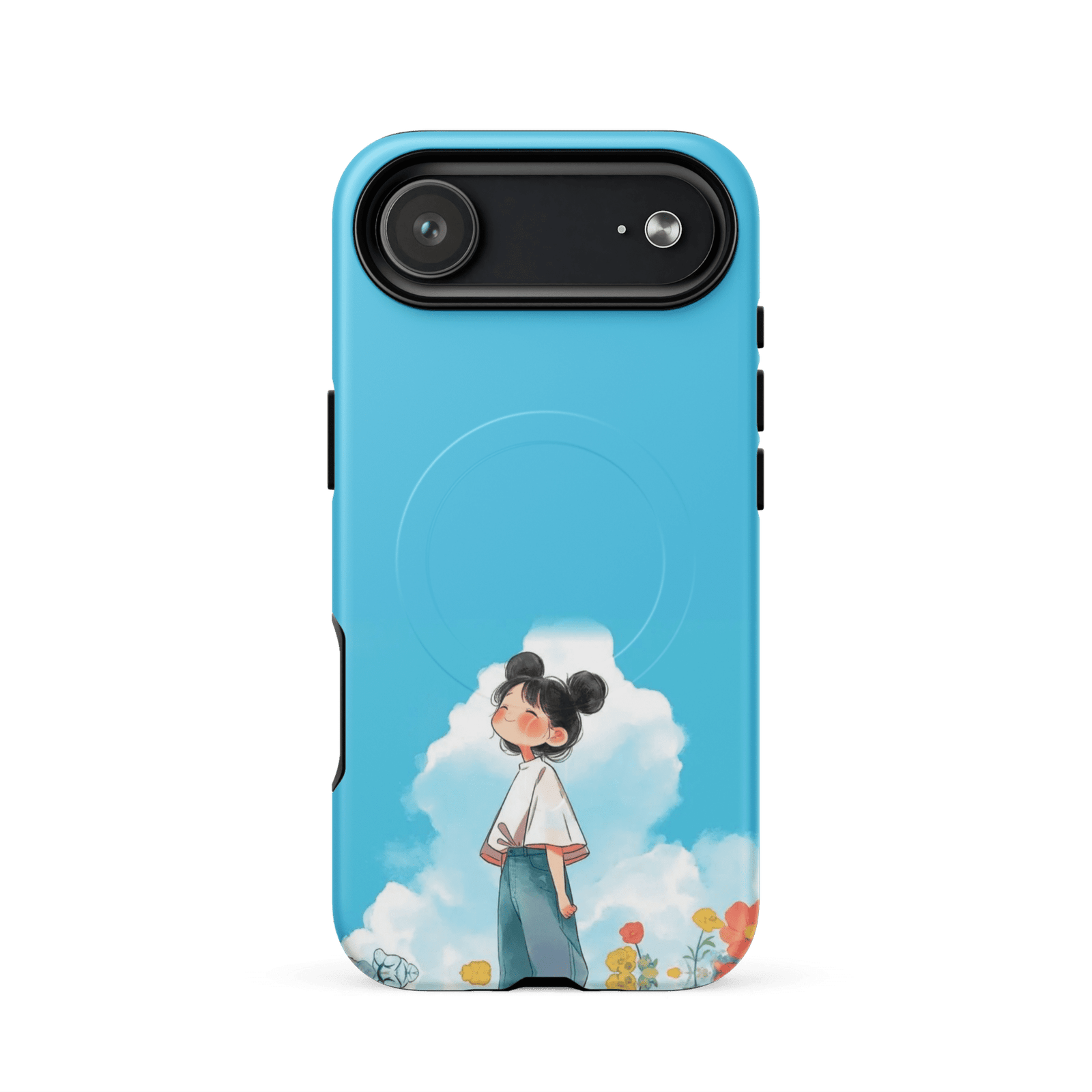 Blue Sky Cute Girl Tough Magnetic Phone Case (Dual-Layer)