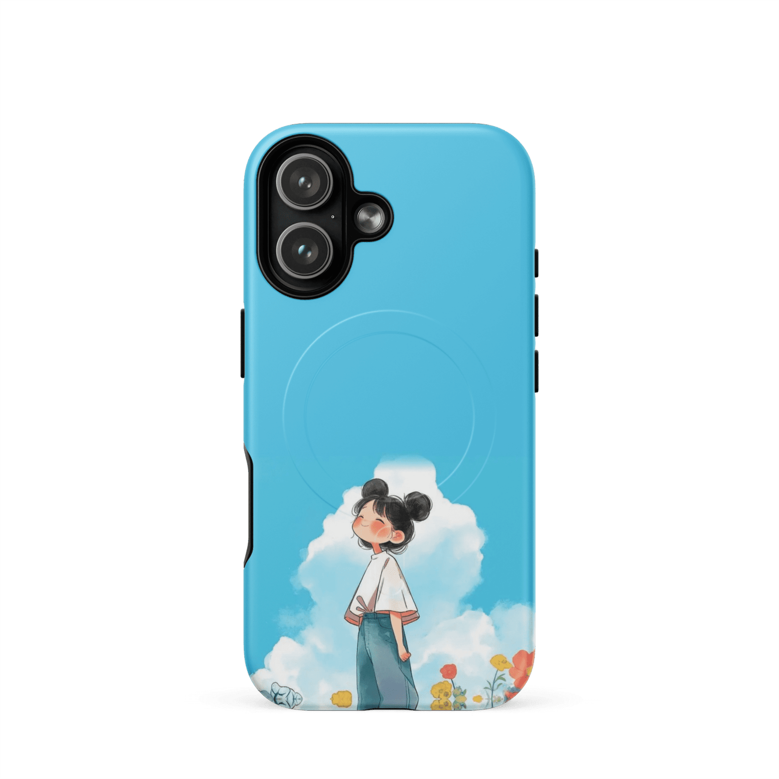 Blue Sky Cute Girl Tough Magnetic Phone Case (Dual-Layer)
