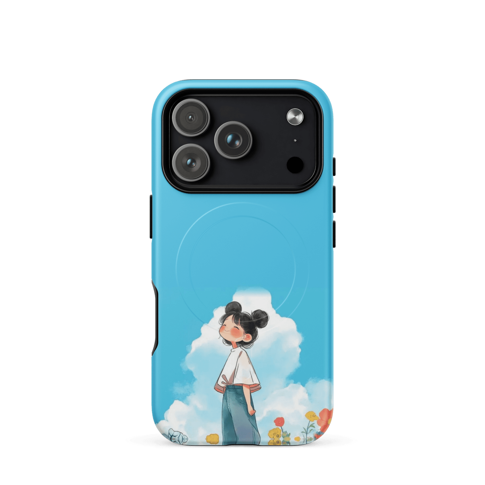 Blue Sky Cute Girl Tough Magnetic Phone Case (Dual-Layer)