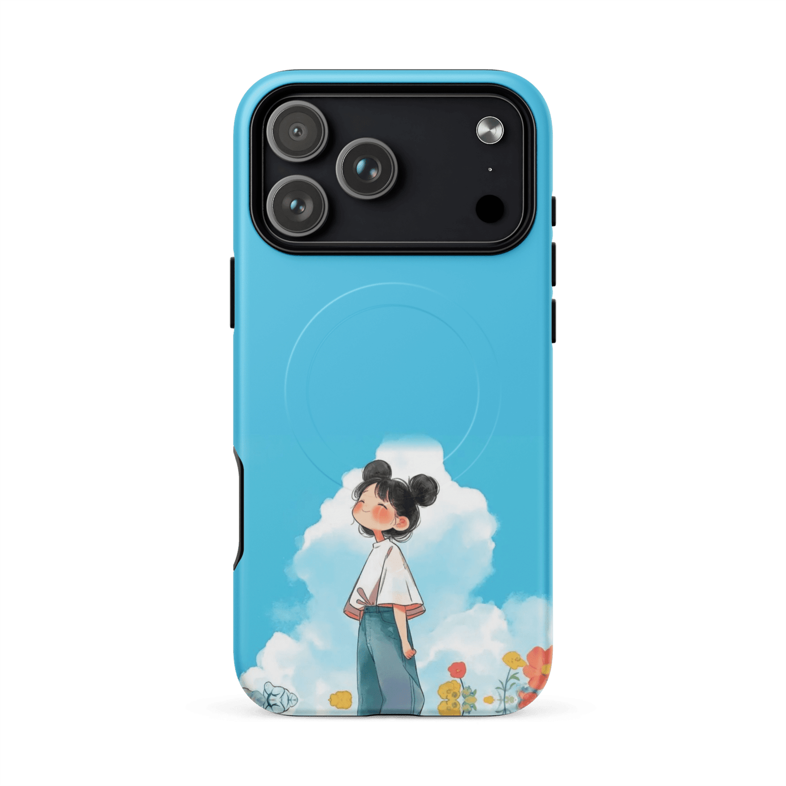 Blue Sky Cute Girl Tough Magnetic Phone Case (Dual-Layer)