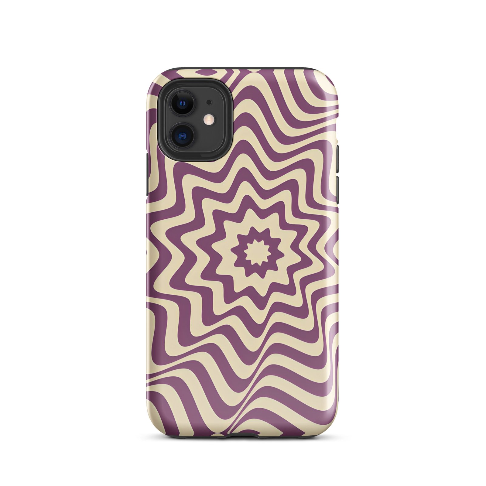 Purple Wavy Tough Phone Case (Dual-Layer Protection)  (iPhone 11-17 Pro max)