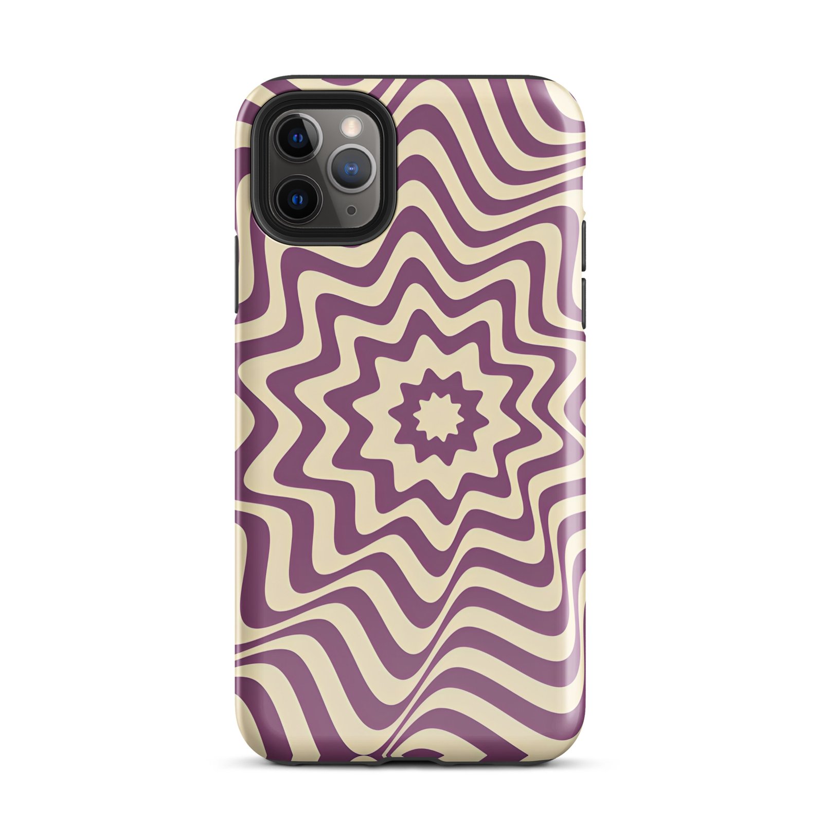 Purple Wavy Tough Phone Case (Dual-Layer Protection)  (iPhone 11-17 Pro max)