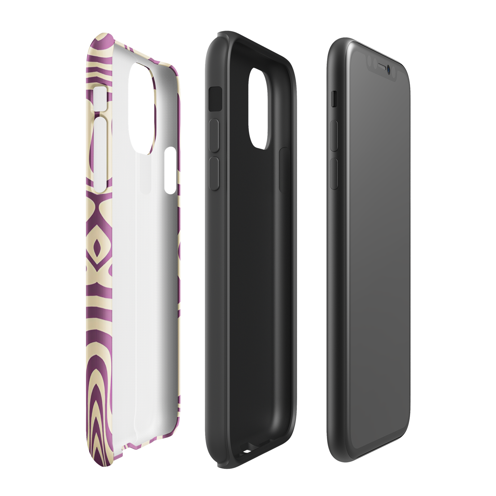 Purple Wavy Tough Phone Case (Dual-Layer Protection)  (iPhone 11-17 Pro max)