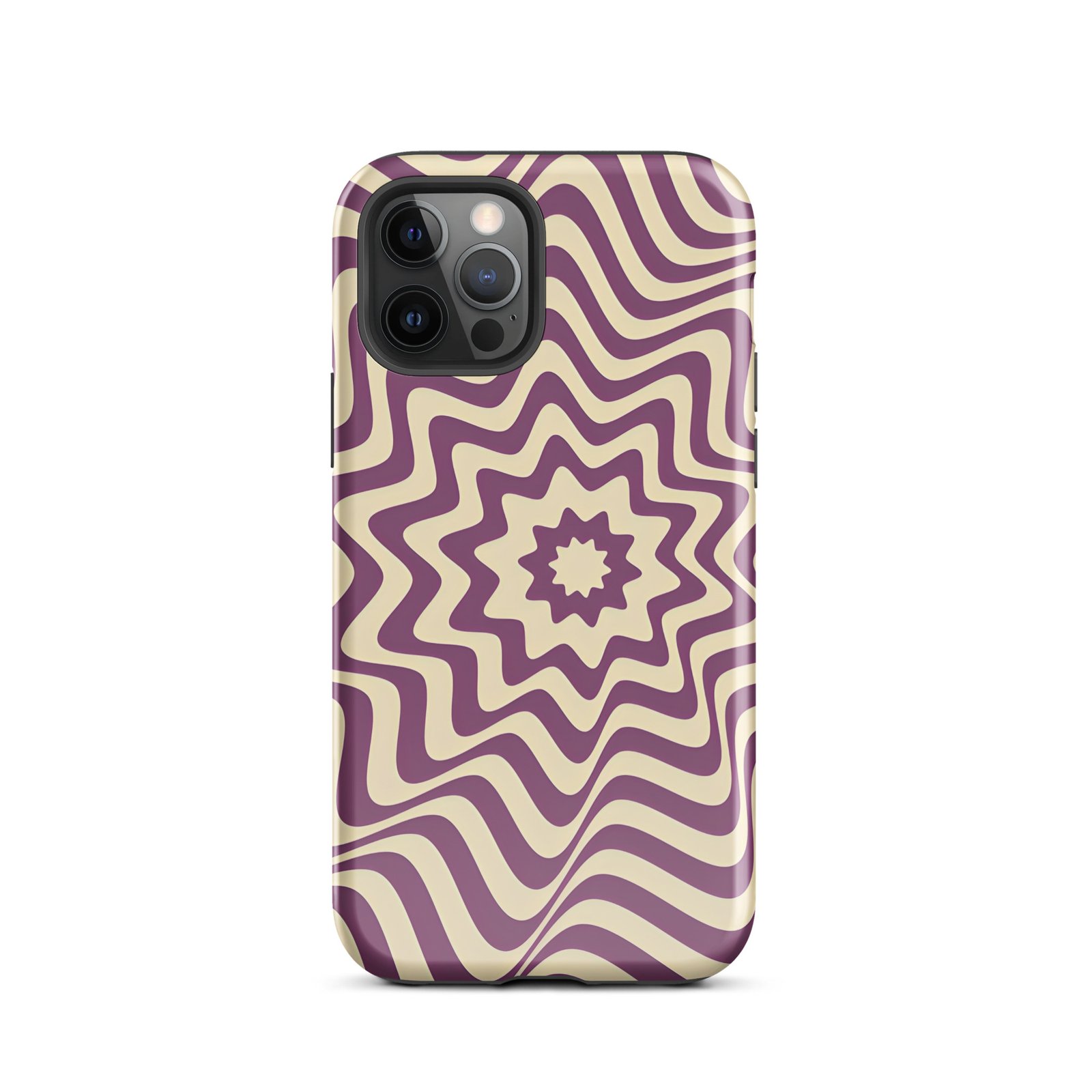 Purple Wavy Tough Phone Case (Dual-Layer Protection)  (iPhone 11-17 Pro max)