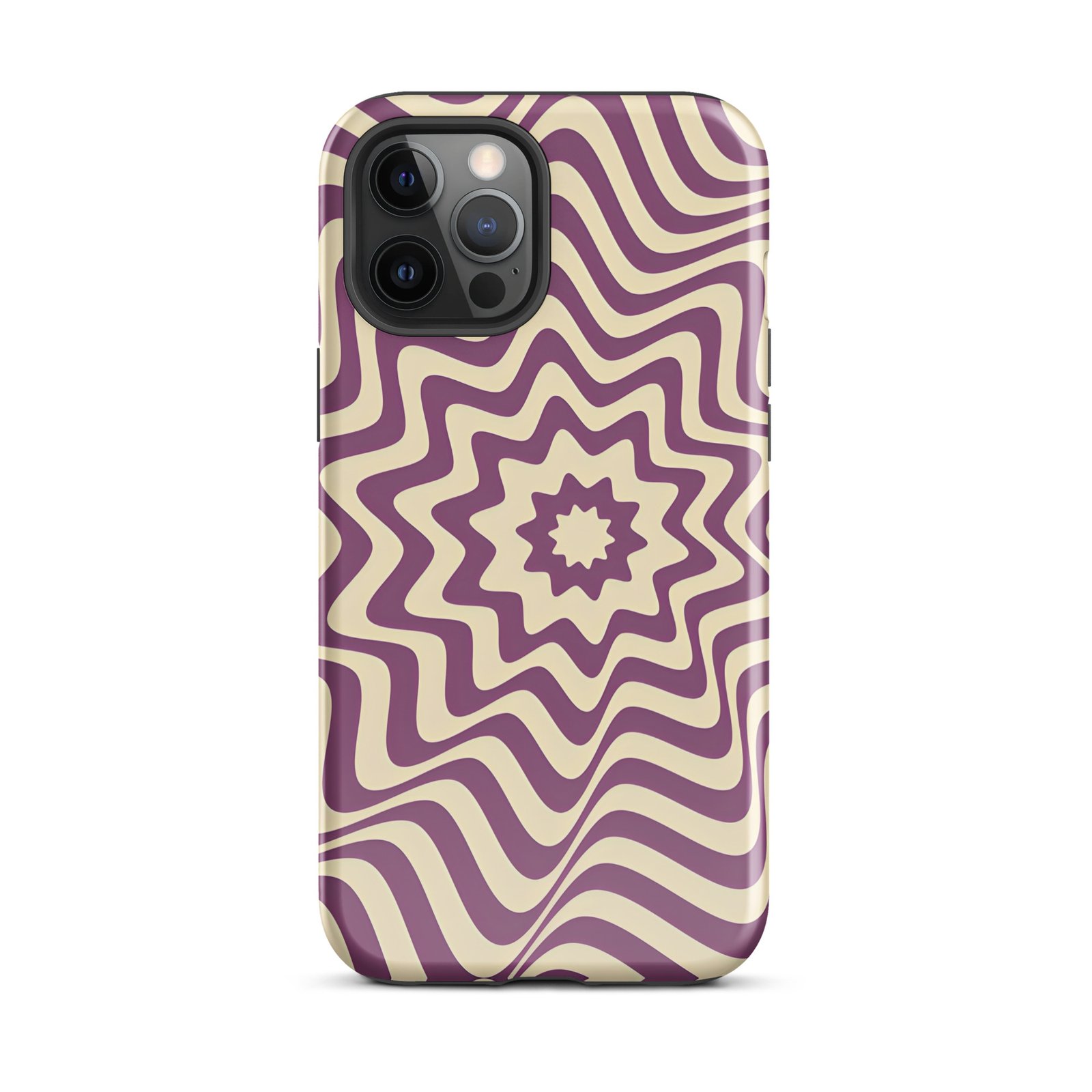 Purple Wavy Tough Phone Case (Dual-Layer Protection)  (iPhone 11-17 Pro max)