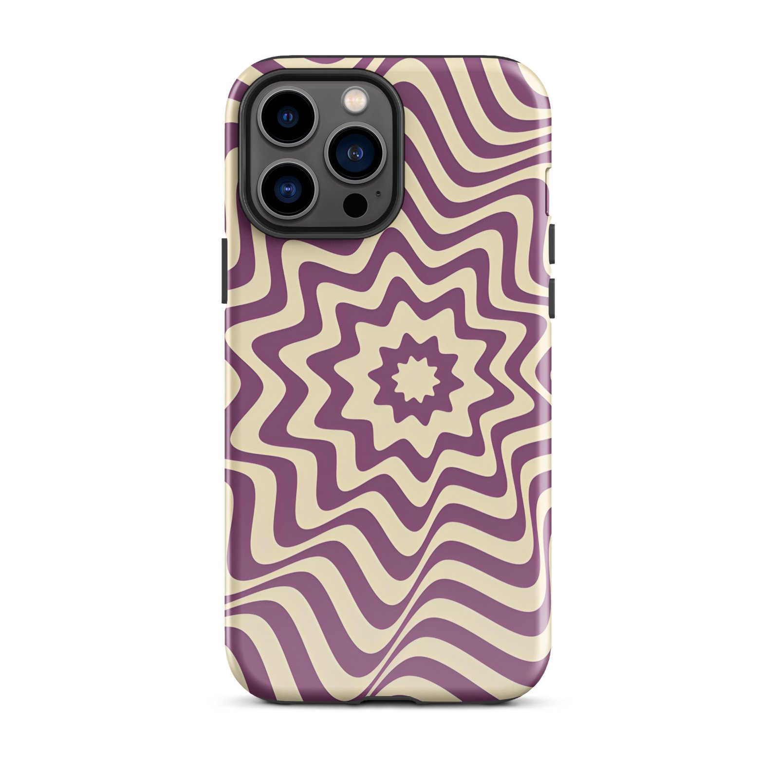 Purple Wavy Tough Phone Case (Dual-Layer Protection)  (iPhone 11-17 Pro max)