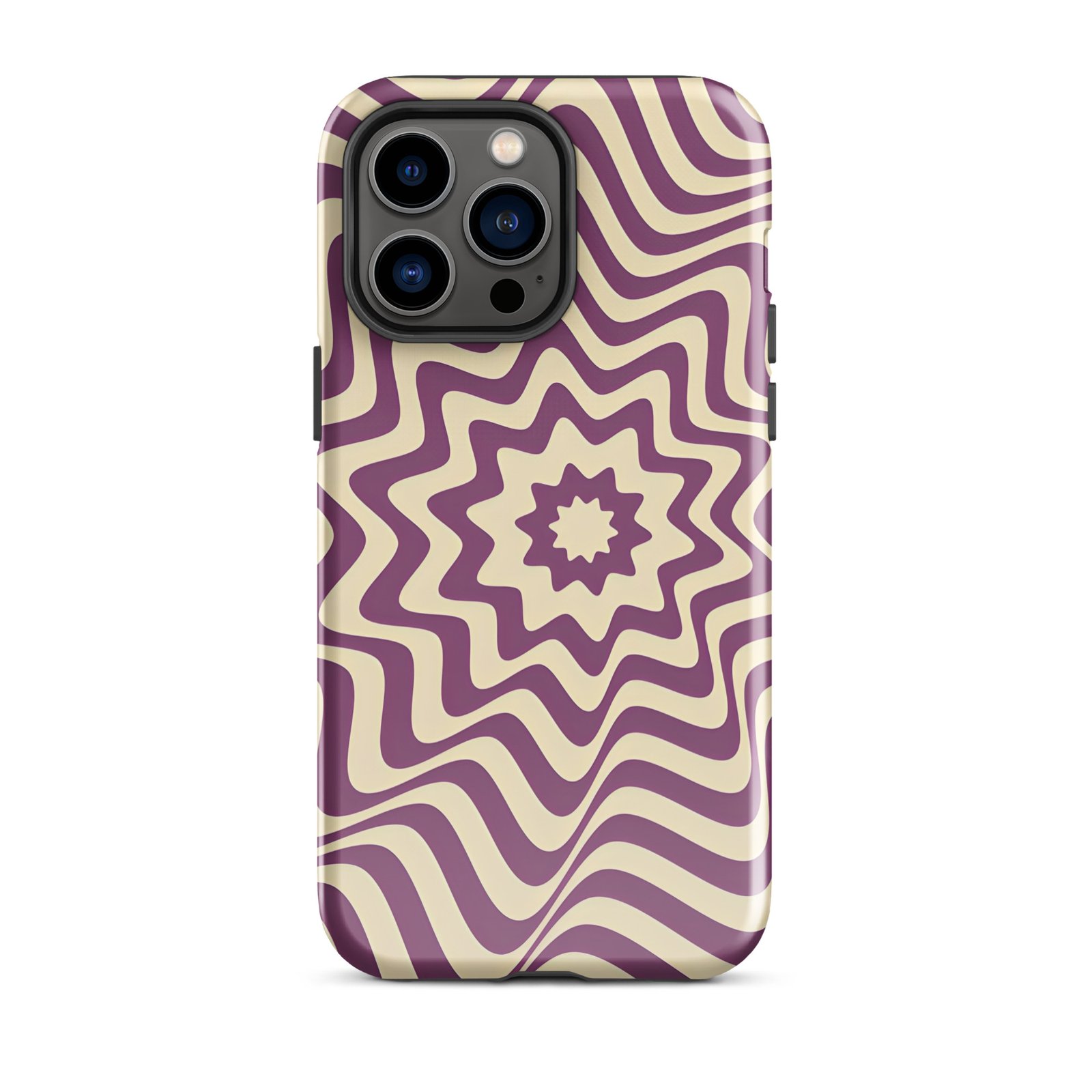 Purple Wavy Tough Phone Case (Dual-Layer Protection)  (iPhone 11-17 Pro max)