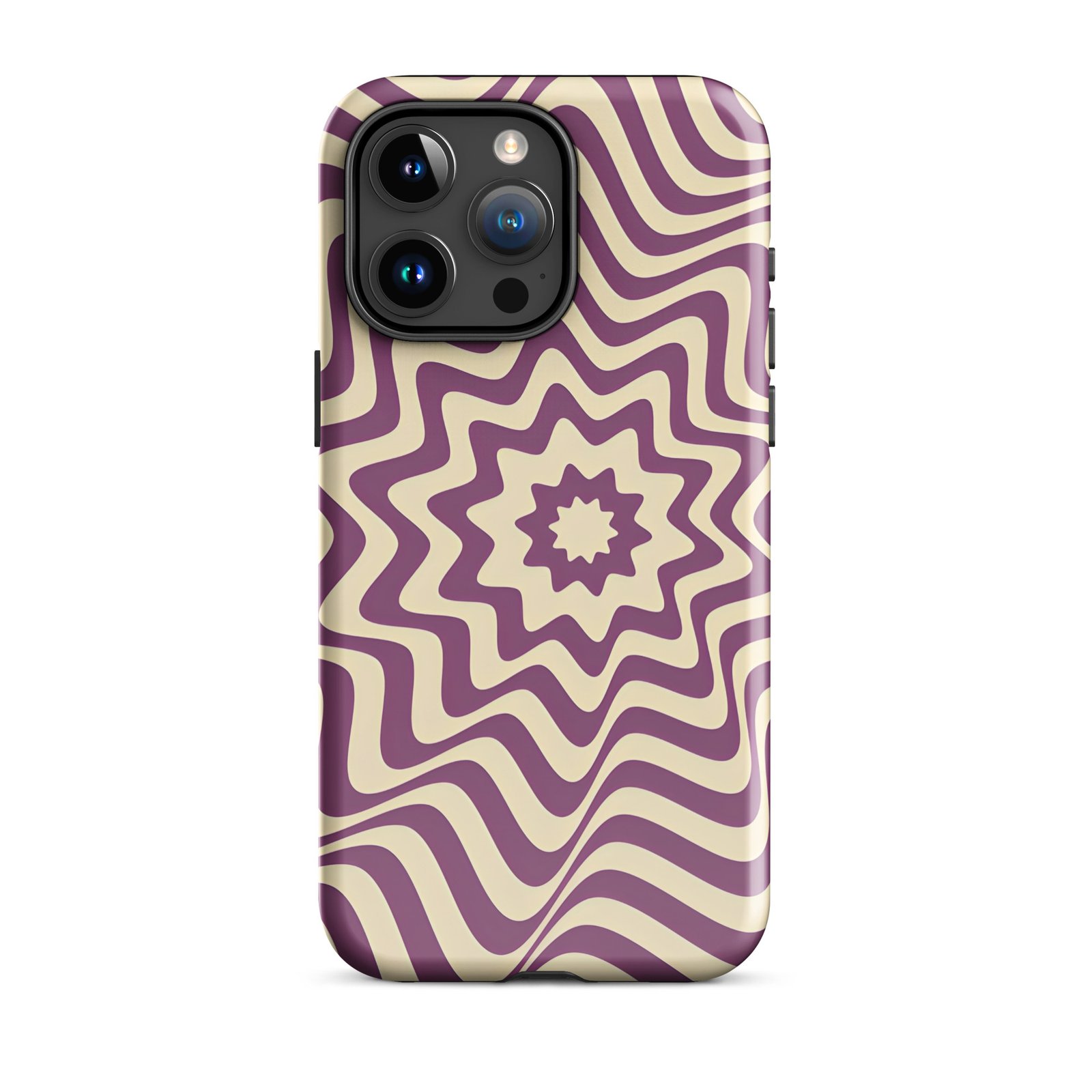 Purple Wavy Tough Phone Case (Dual-Layer Protection)  (iPhone 11-17 Pro max)