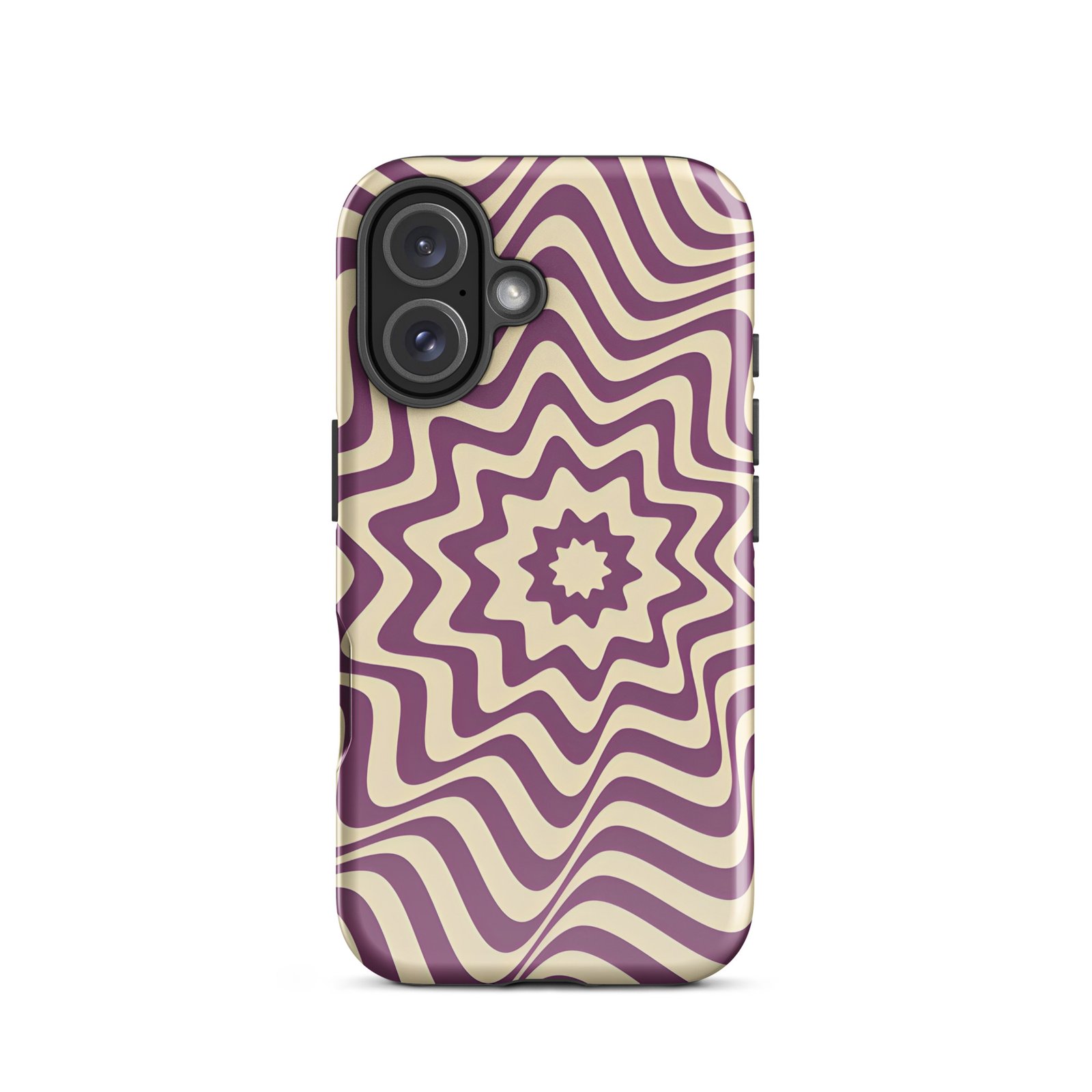 Purple Wavy Tough Phone Case (Dual-Layer Protection)  (iPhone 11-17 Pro max)