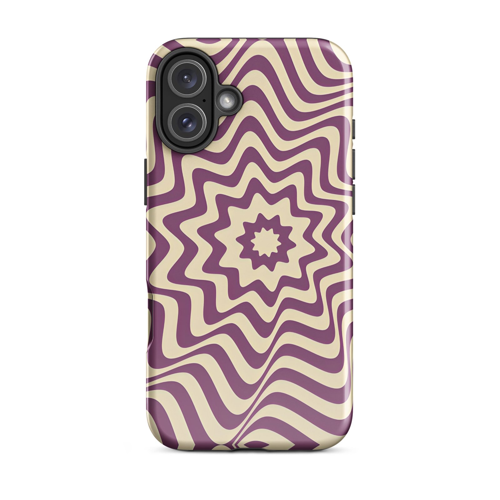 Purple Wavy Tough Phone Case (Dual-Layer Protection)  (iPhone 11-17 Pro max)