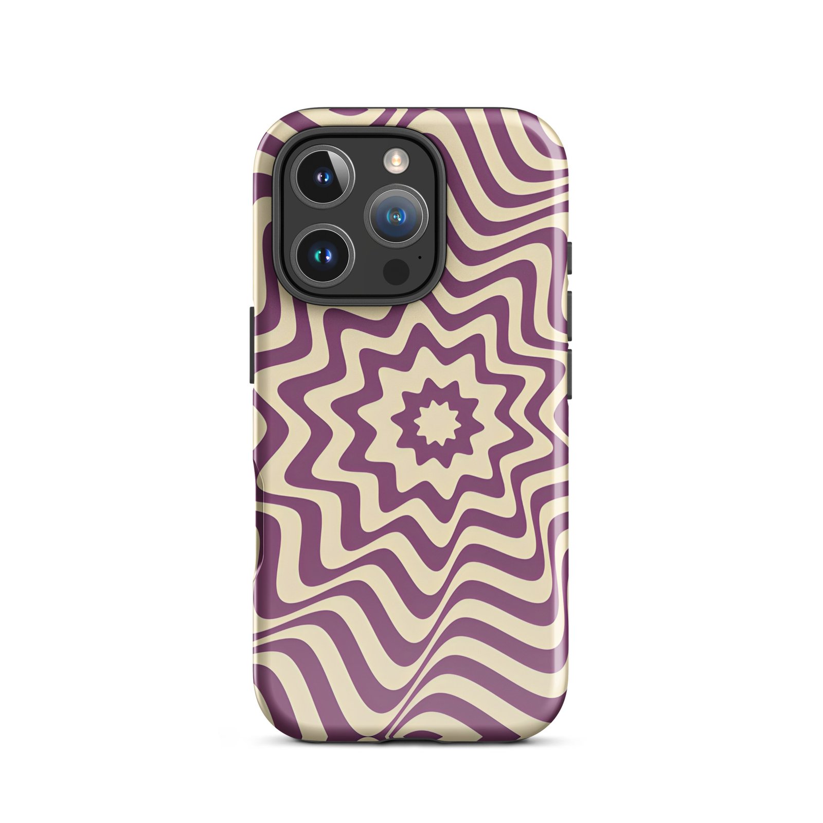 Purple Wavy Tough Phone Case (Dual-Layer Protection)  (iPhone 11-17 Pro max)