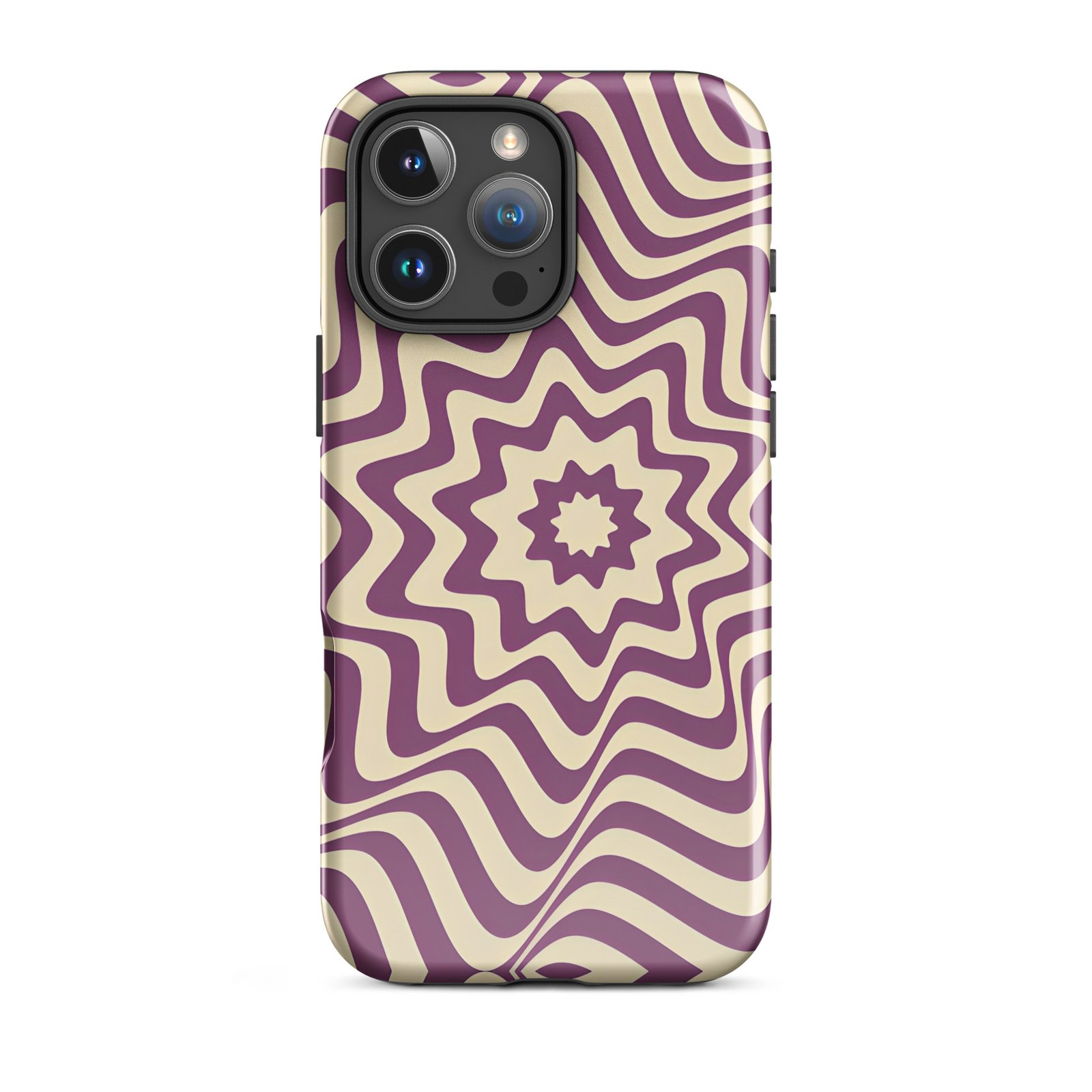Purple Wavy Tough Phone Case (Dual-Layer Protection)  (iPhone 11-17 Pro max)