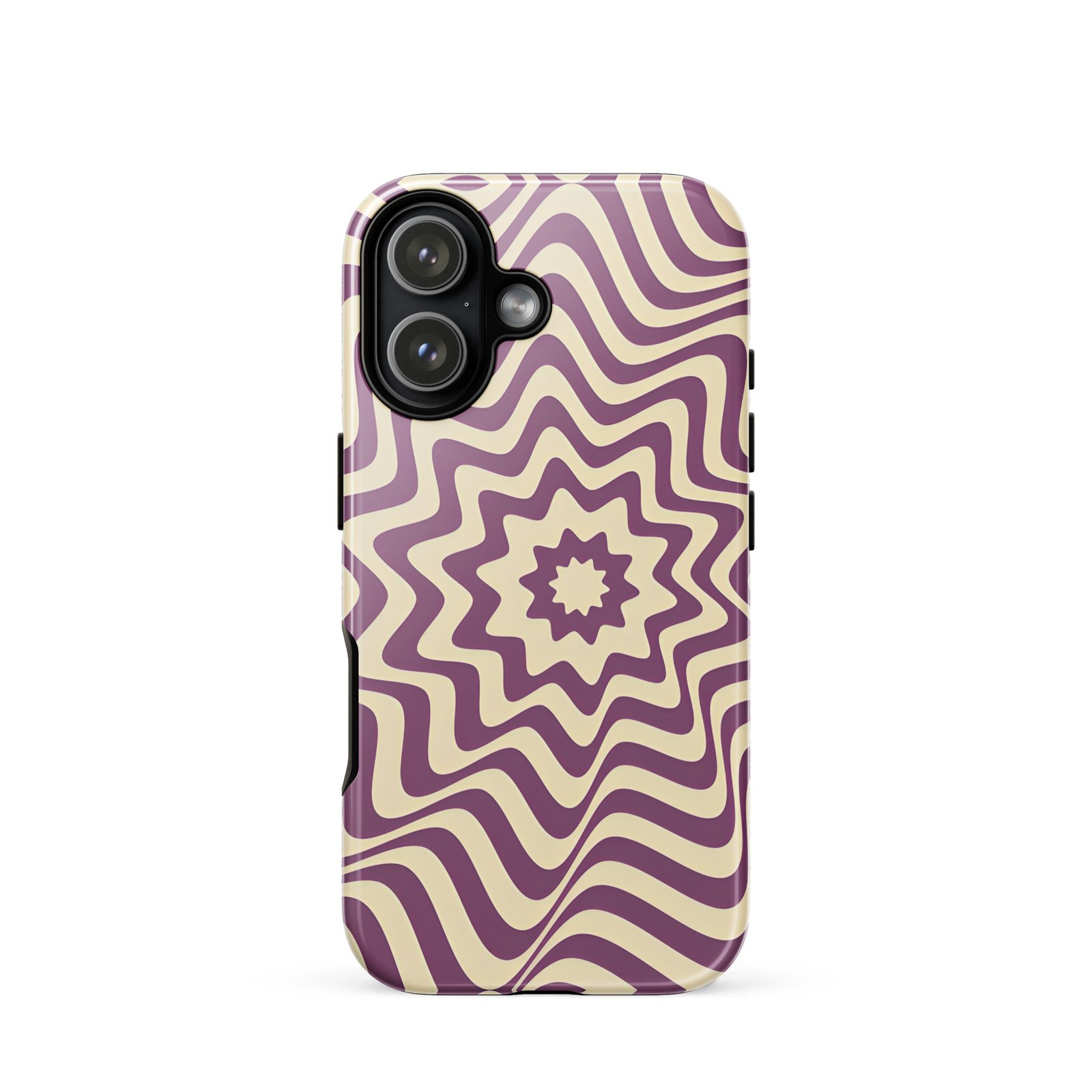 Purple Wavy Tough Phone Case (Dual-Layer Protection)  (iPhone 11-17 Pro max)