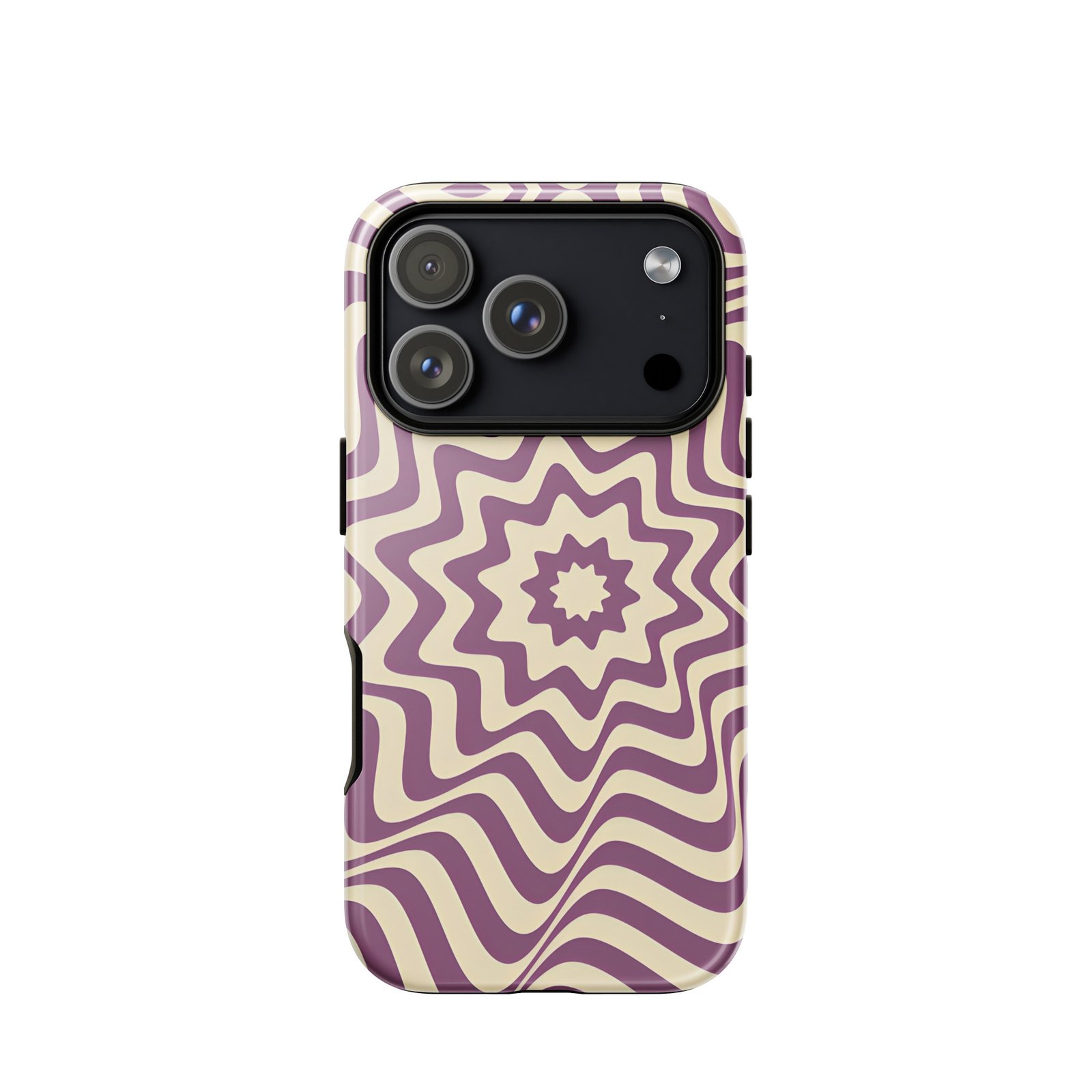 Purple Wavy Tough Phone Case (Dual-Layer Protection)  (iPhone 11-17 Pro max)