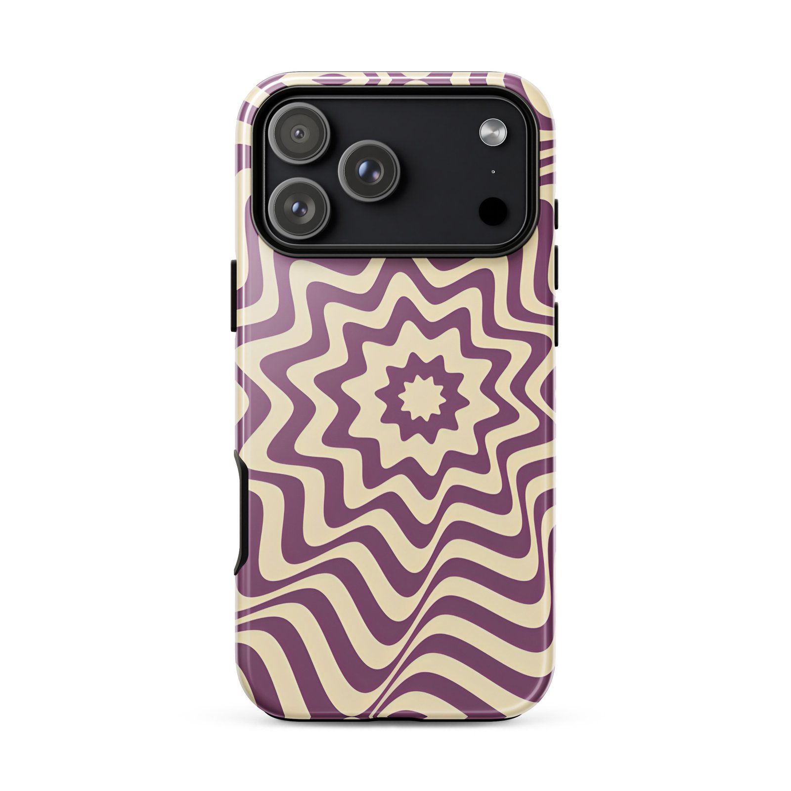 Purple Wavy Tough Phone Case (Dual-Layer Protection)  (iPhone 11-17 Pro max)