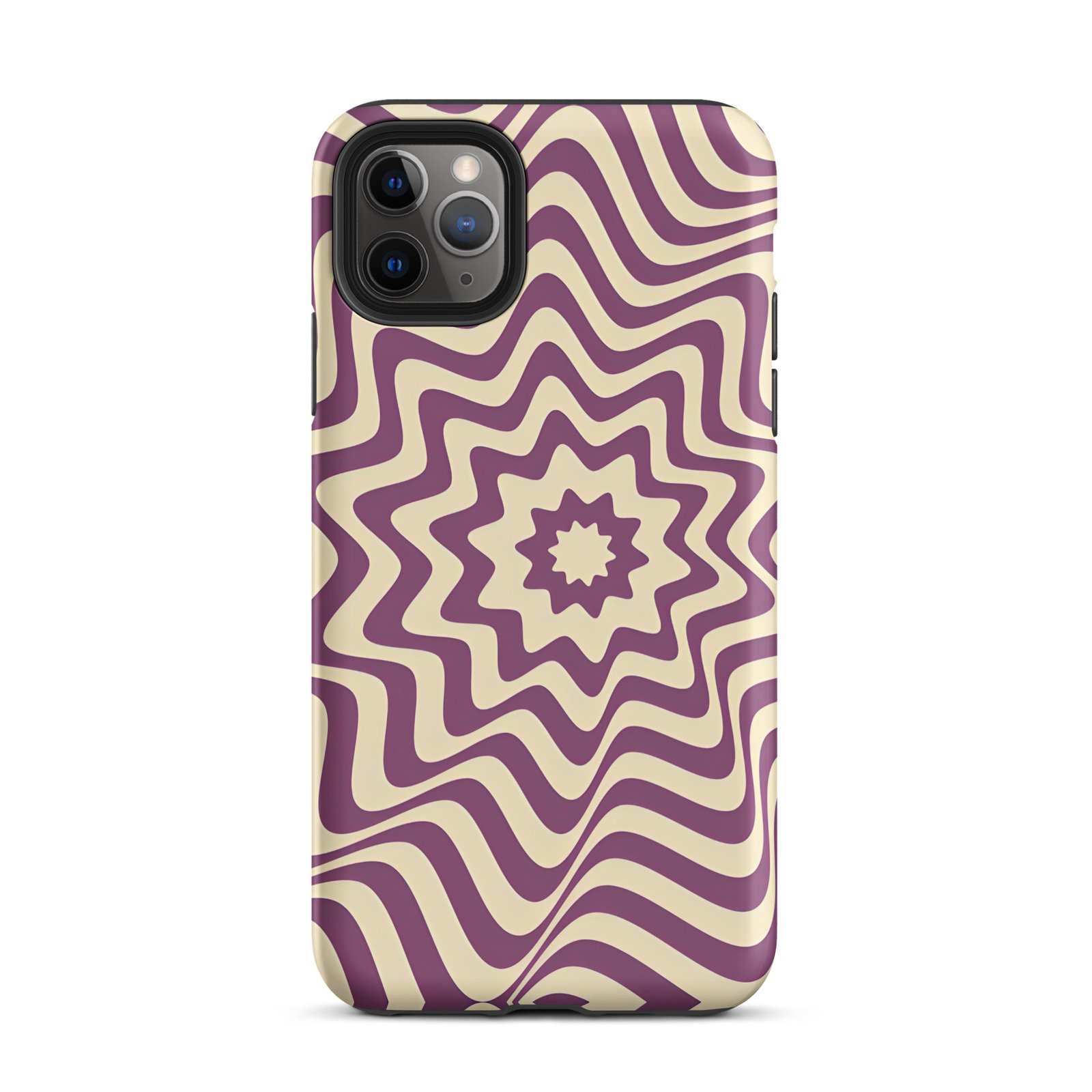 Purple Wavy Tough Phone Case (Dual-Layer Protection)  (iPhone 11-17 Pro max)