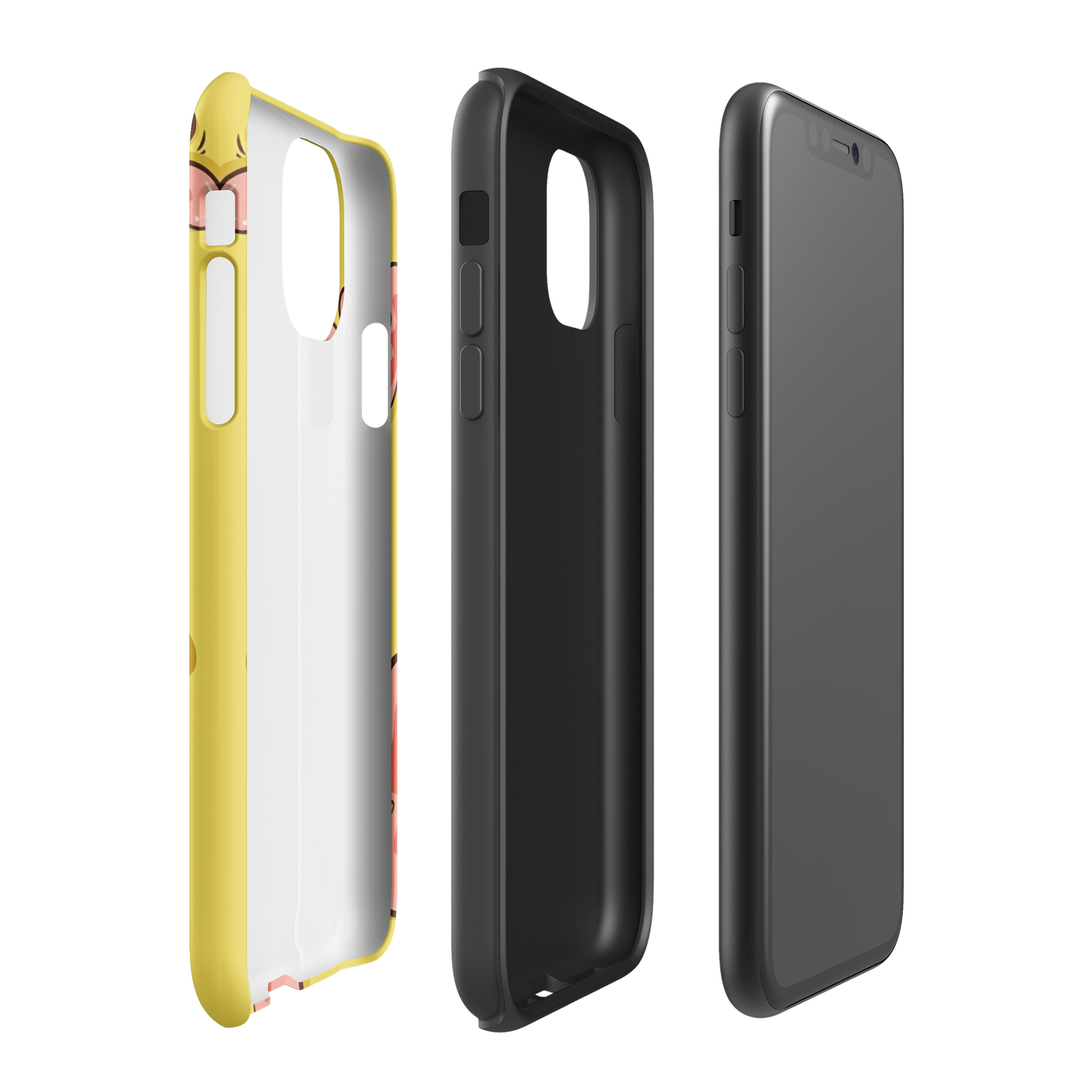 Yellow Cartoon Tough Phone Case (Dual-Layer Protection) (iPhone 11-17 Pro max)