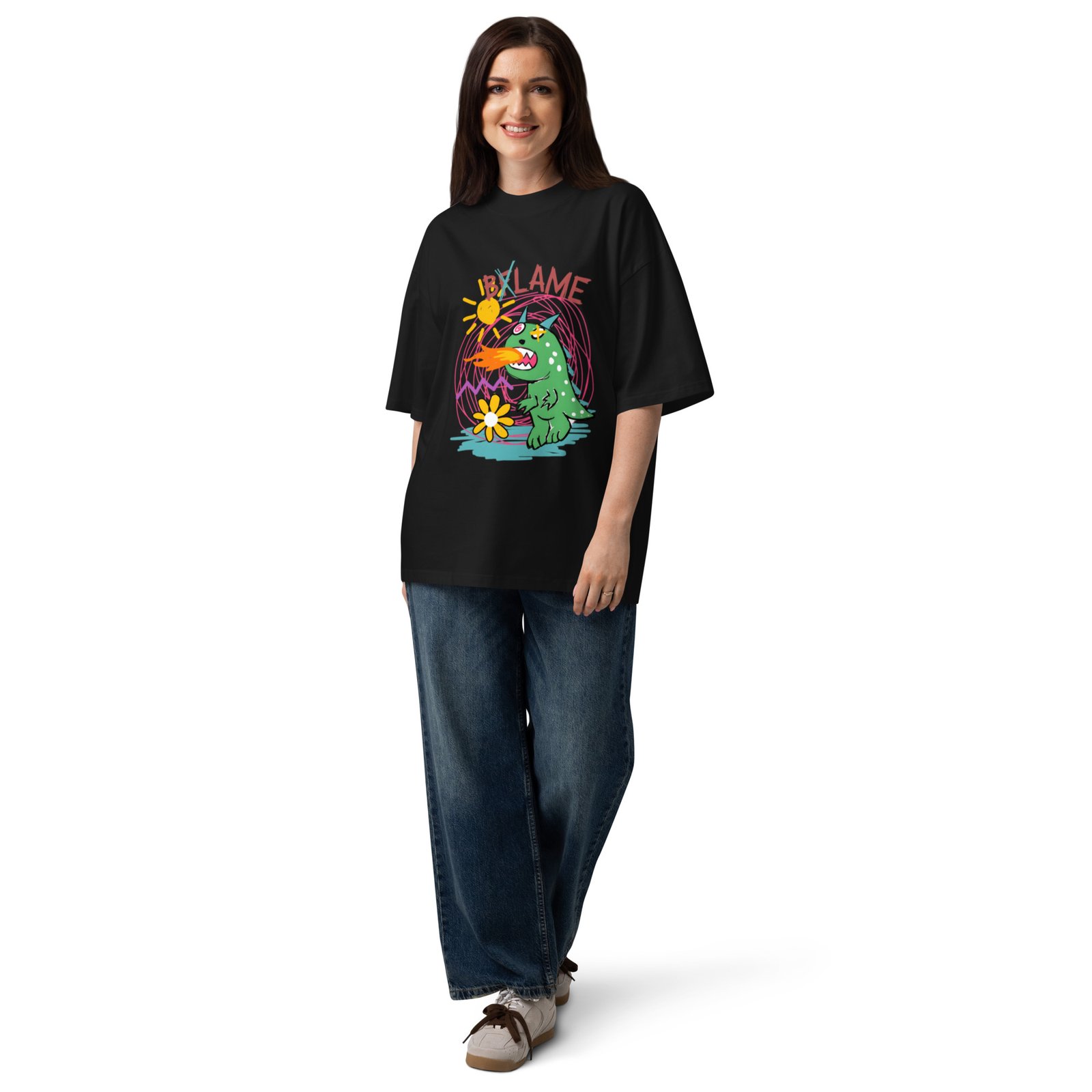 Unisex organic oversized high neck t-shirt